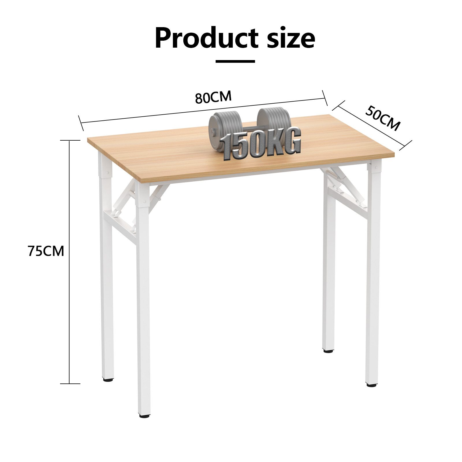 JEOBEST Klapptisch Schreibtisch Klappschreibtisch 80 x 50 cm, (1-St., 1 Schreibtisch), Klappbar, Schmal, Platzsparend – Bild 4 von 5