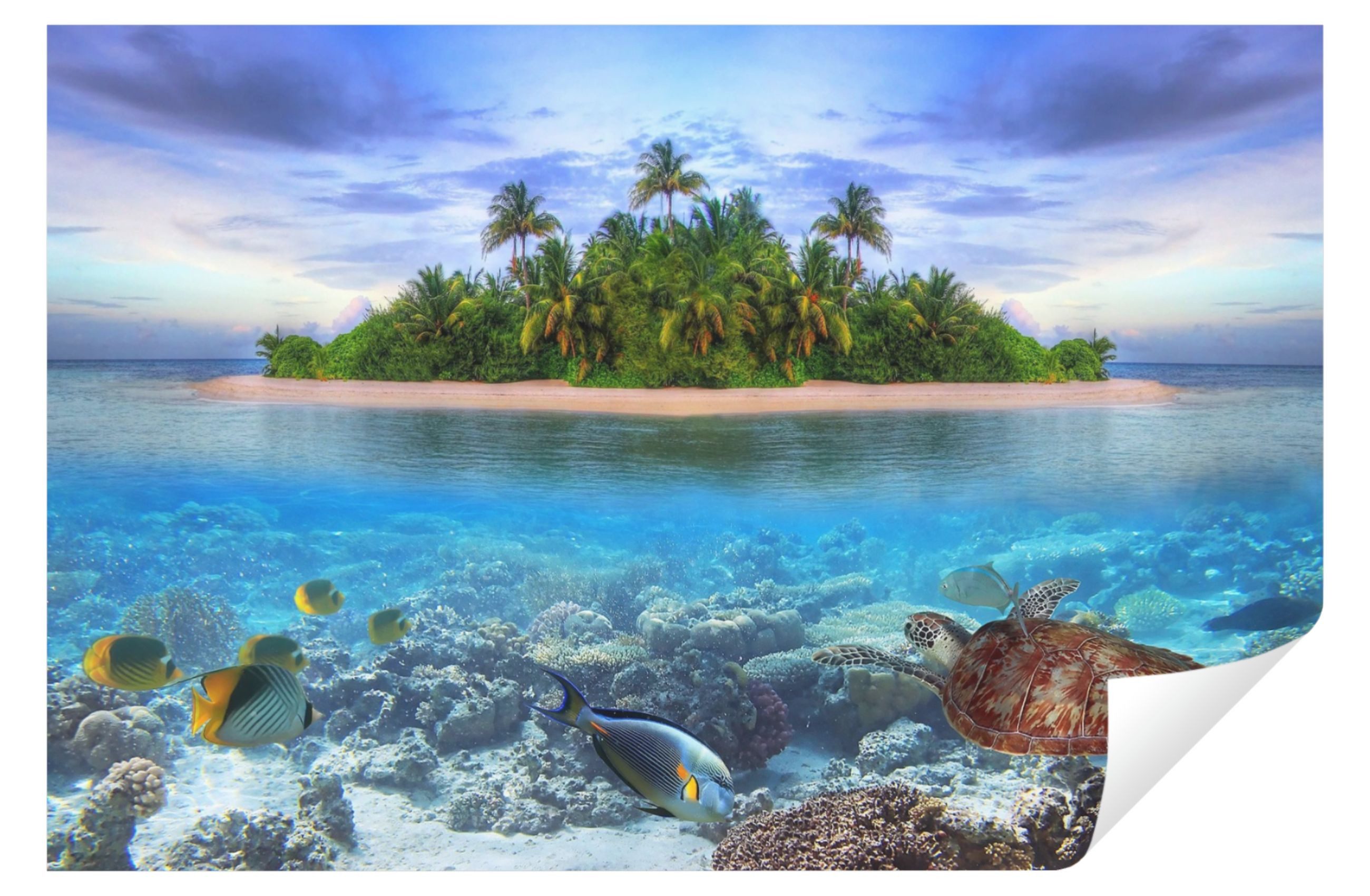 Wallarena Fototapete Strand Topen Natur Wohnzimmer Schlafzimmer Vlies Tapete, Premium Halbmatt Glatt Vlies, Landschaft, Insel, Barriere-Riff, (Packung, Vlies Fototapete), Fototapete Wohnzimmer Schlafzimmer - Vliestapete inklusive Kleister