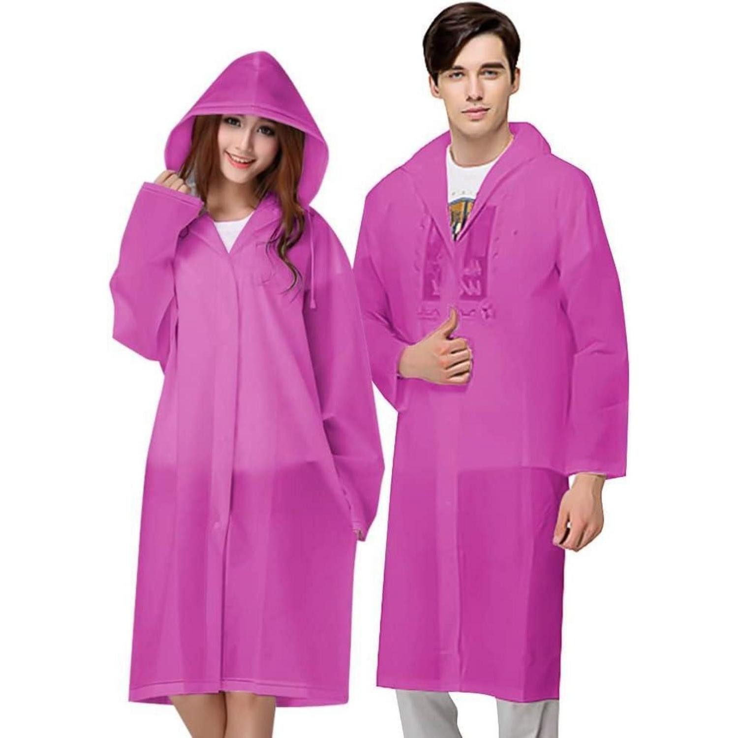 LuxusKollektion Regenmantel Regenponcho Wiederverwendbar Transparent PEVA Wasserdicht 2pcs pink