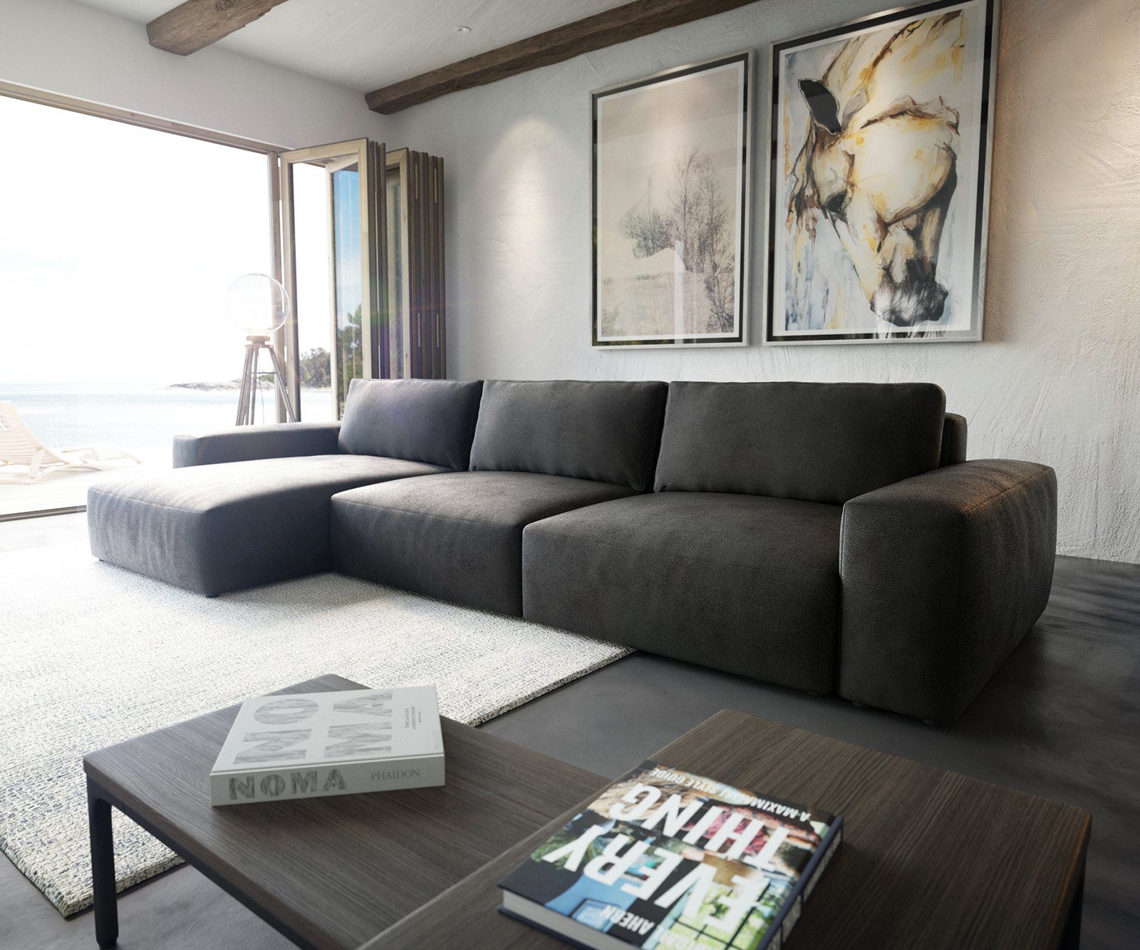 DELIFE Ecksofa Lanzo, XL Lederimitat Vintage günstig online kaufen