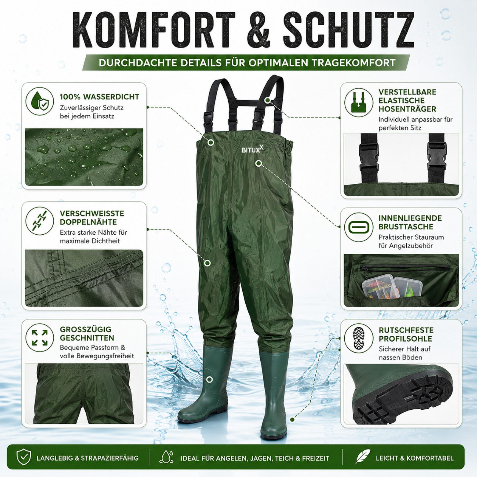 Bituxx Wathose Wathose / Anglerhose Größe 41 (MS-13391)