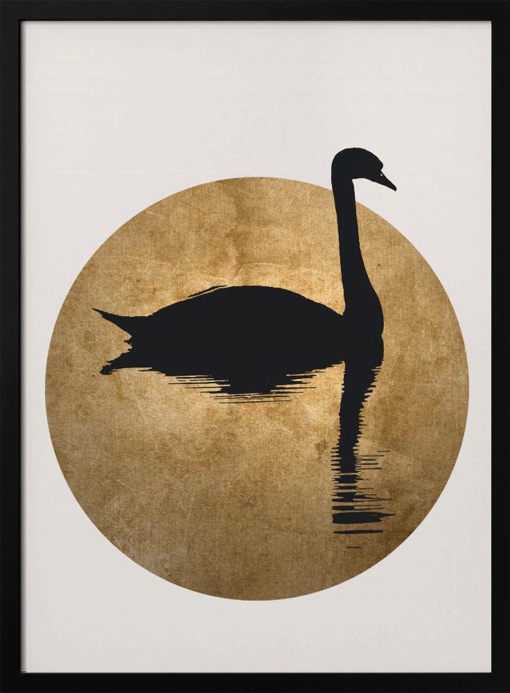 Papermoon Poster "The Swan Gold" von Kubistika, 250 g/m² Galeriedruck, Mit oder ohne Rahmen, brillante UV-beständige Farben, Made in Germany