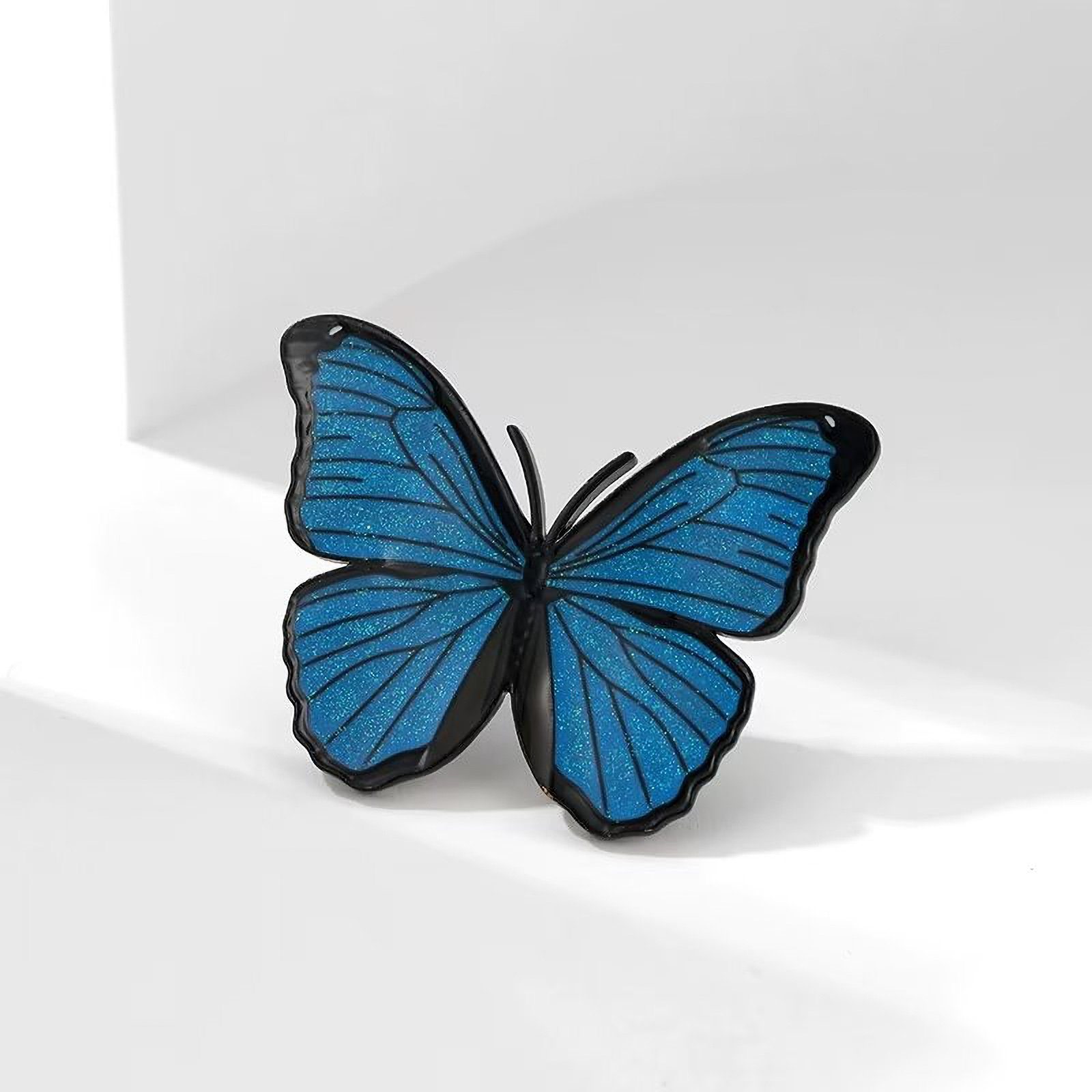 MayTree Brosche "Schmetterling Heavy Metal", Metall (Stück, 1-tlg), Metall-Brosche mit schimmernder blauer Lackierung