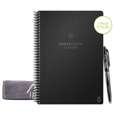 Rocketbook Everlast Notizbuch »Rocket Book FUSION - Infinity Black«, Notizbuch für alles - mit App-Anbindung und Symbol Tagging