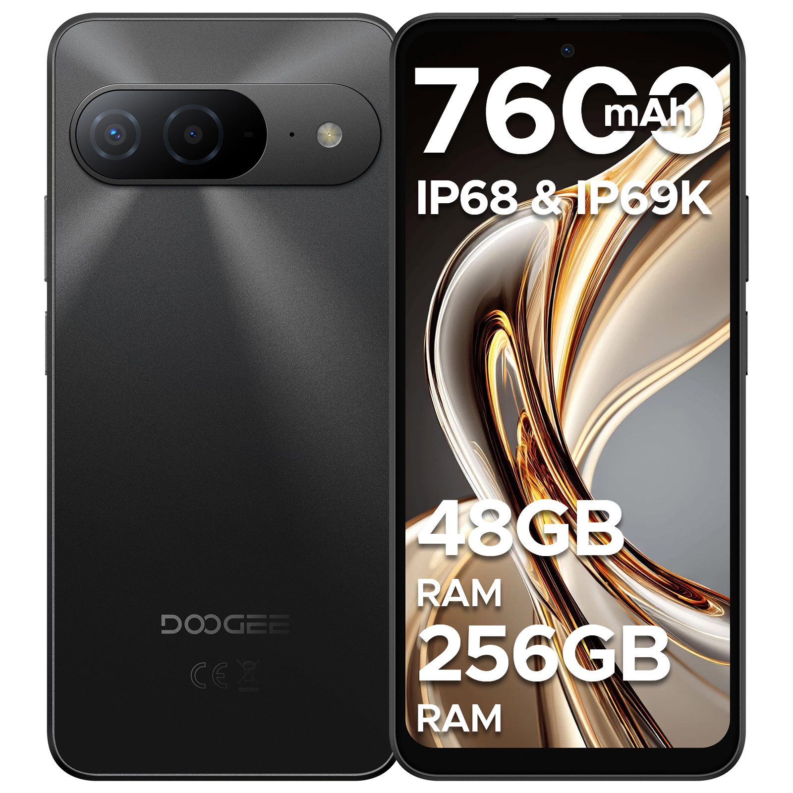 DOOGEE B10 Android 16, IP68/IP69K 7600mAh, 6.63",120Hz Smartphone (6.63 Zoll, 256 GB Speicherplatz, 5G, 48GB + 256GB, NFC, Face ID,2TB, Dual SIM, GPS)