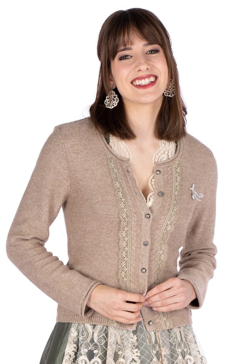 Spieth & Wensky Trachtenstrickjacke Trachten Strickjacke - ANIKA - beigebraun
