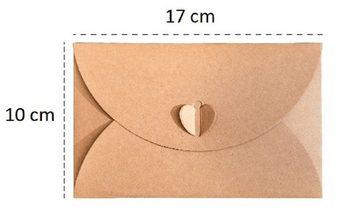 101DIYStudio Briefumschlag 20er Set Umschlag Hochzeitseinladung mit Herzverschluss 17 x 11 cm, Für Hochzeitseinladung, Geburtstagseinladung oder Partyeinladung