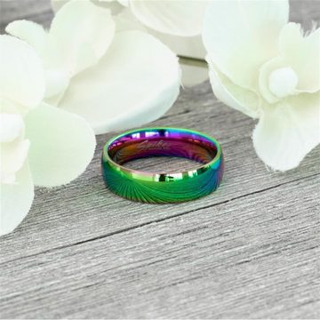 BUNGSA Fingerring Ring Regenbogen Bunt aus Edelstahl Unisex (Ring, 1-tlg), Damen Herren