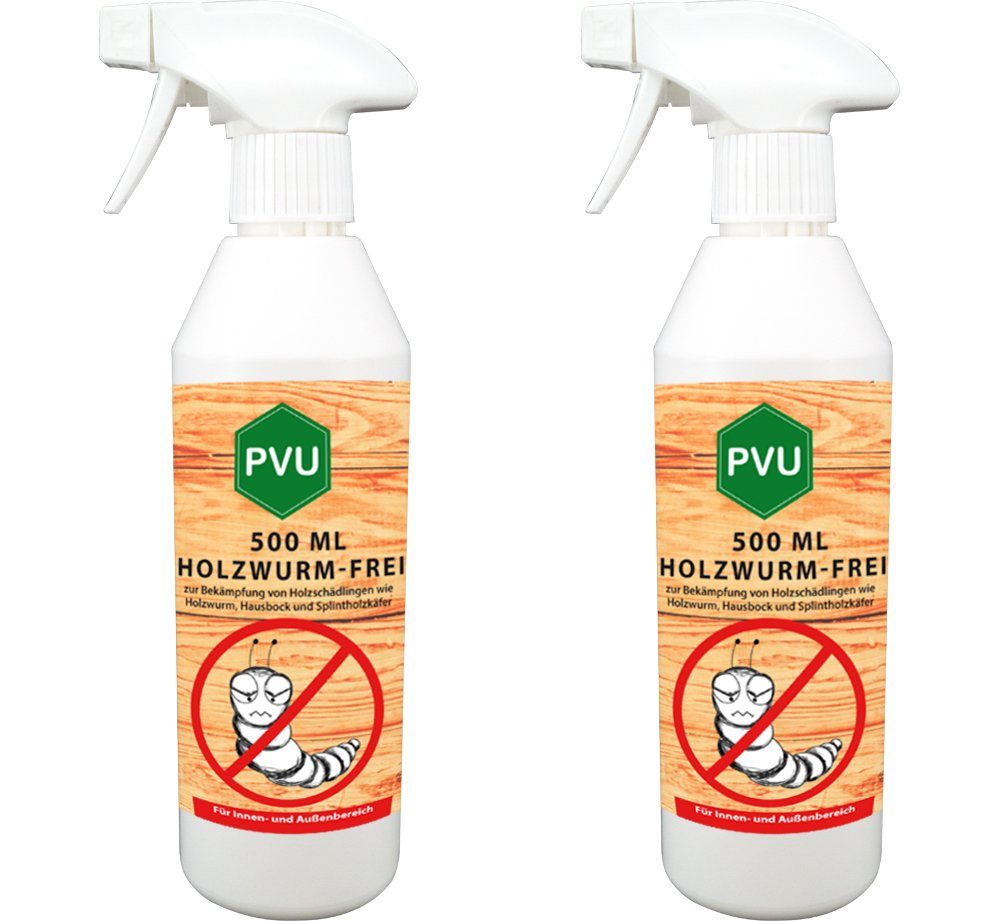 formuliert Holzschädlinge, farblos, Holzwurm-Spray 2x500ml in geruchsarm Deutschland, Holzwurm-Ex gegen PVU