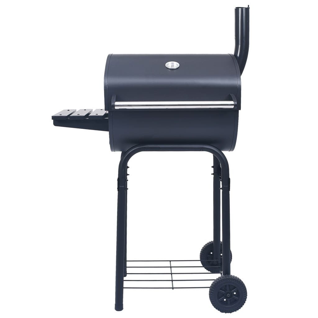 vidaXL Holzkohlegrill Holzkohlegrill Smoker mit Unterer Ablage Schwarz