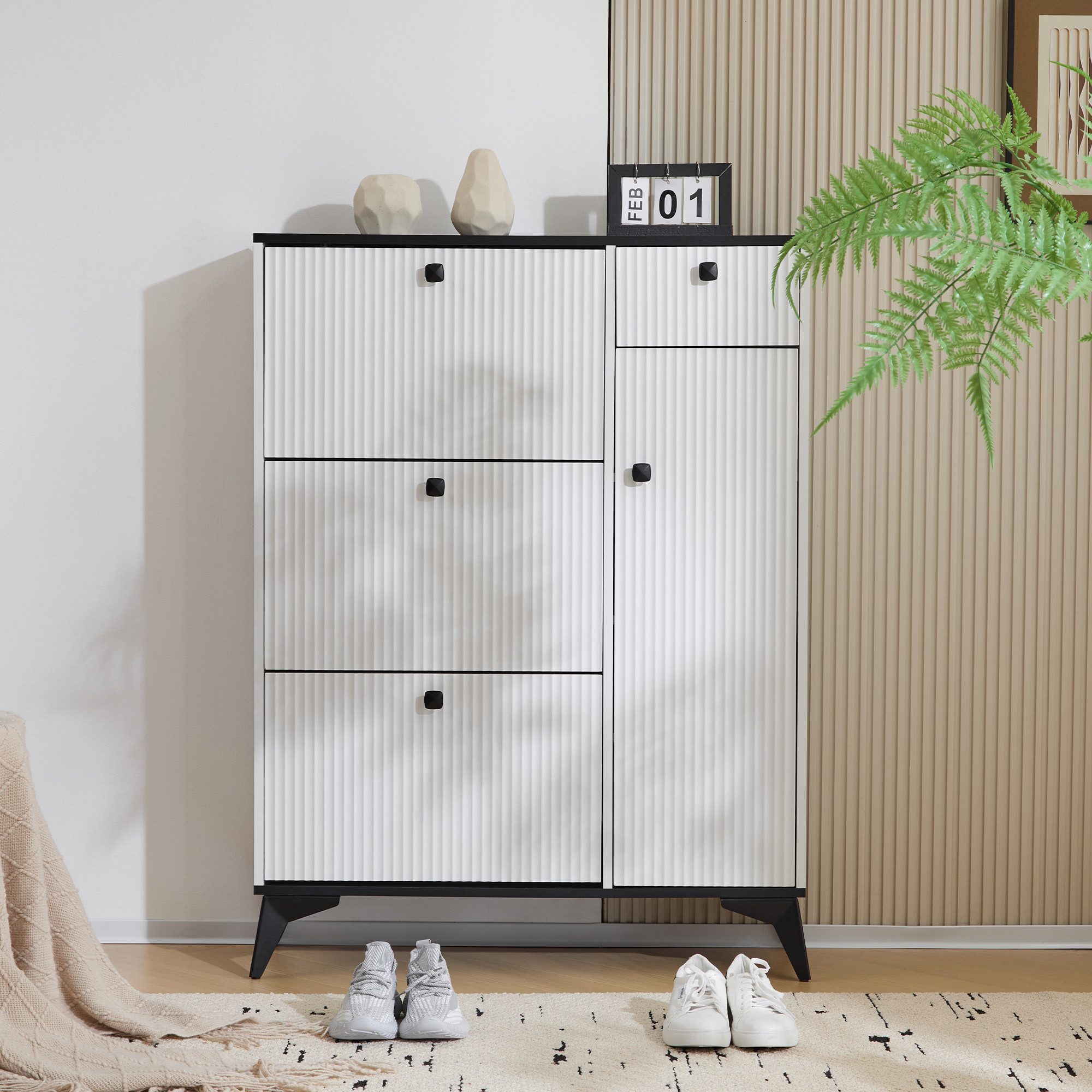 Flieks Schuhschrank mit 3 Klappen, 1 Schublade und 1 Tür (1-St., ca 10 Paar günstig online kaufen