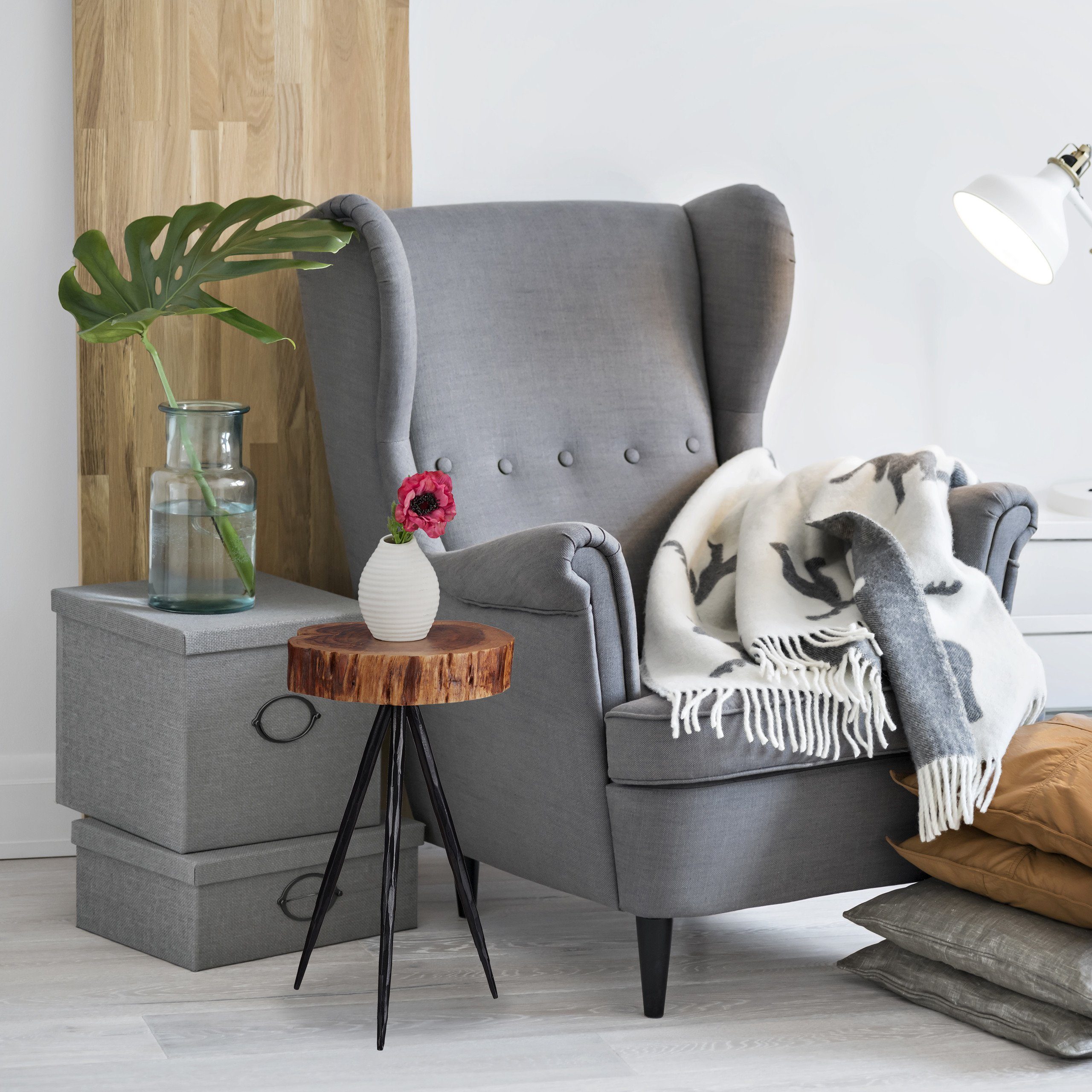 relaxdays Beistelltisch Design Beistelltisch Holzscheibe günstig online kaufen