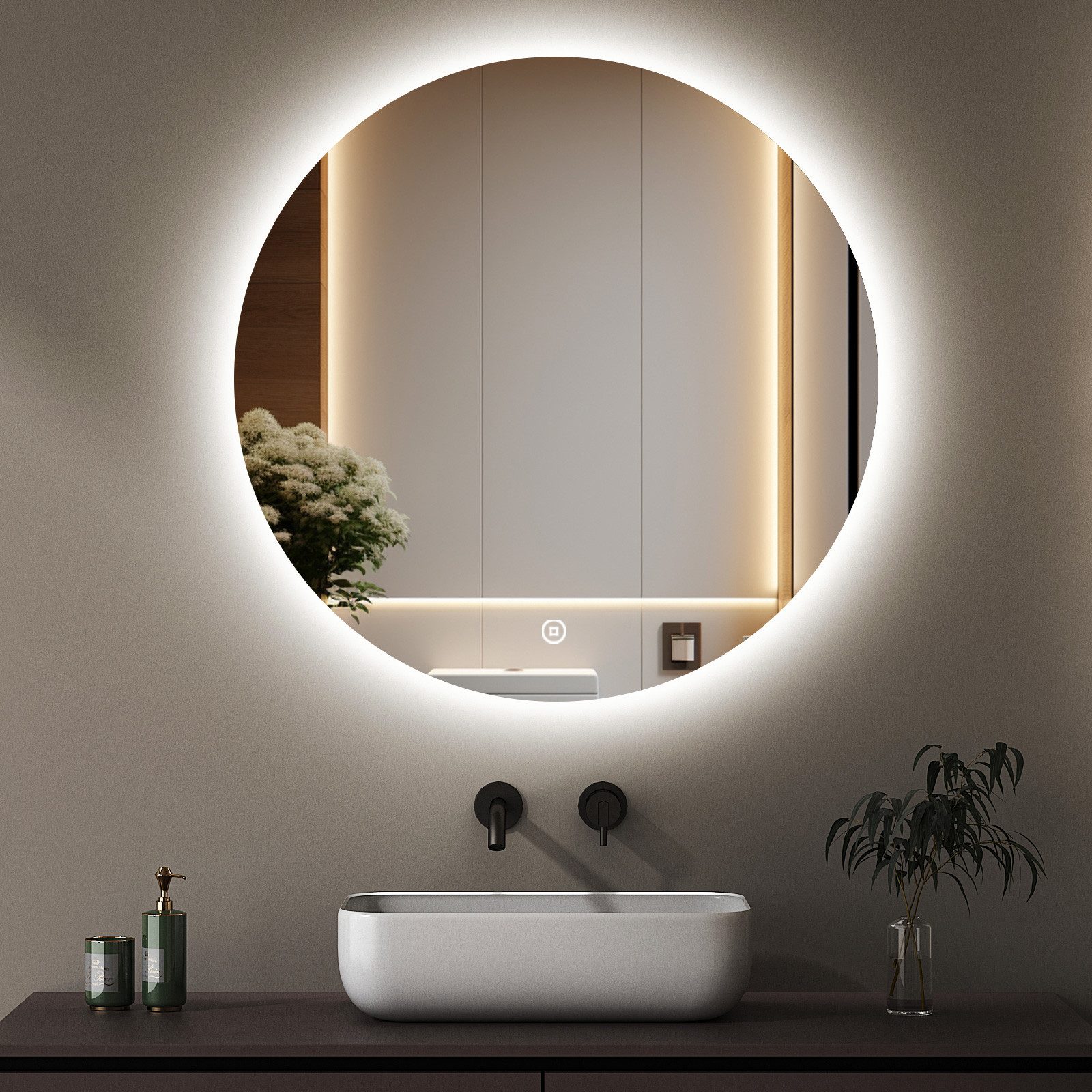 WDWRITTI Badspiegel Rund 70cm mit beleuchtung LED Spiegel Bad groß (Rundspi günstig online kaufen