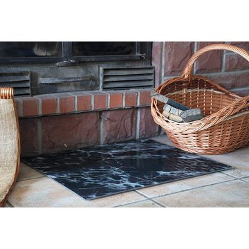 Decorwelt Bodenschutzplatte Funkenschutzplatte Glas Kaminofen Marmor Schwarz Kamin platte Bodenpla