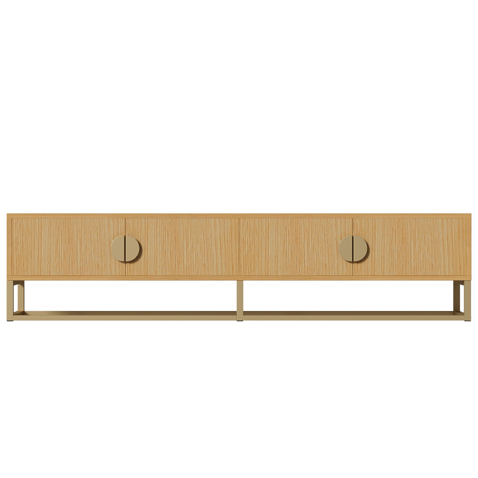 EXTSUD TV-Schrank 180 cm TV-Schrank mit Holzmaserung – moderner Esszimmerschrank 4 Türen, halbrunde Griffe