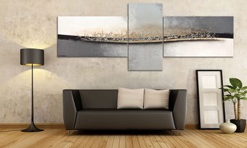 WandbilderXXL XXL-Wandbild Silver Movement 250 x 100 cm, Abstraktes Gemälde, handgemaltes Unikat