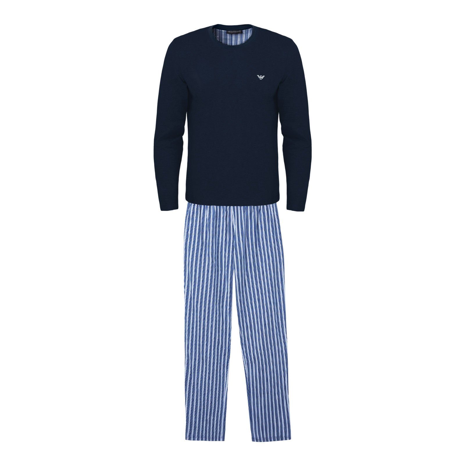 mit (2 Armani Emporio tlg) Pyjama Adler-Markenlogo Brust der Loungewear auf