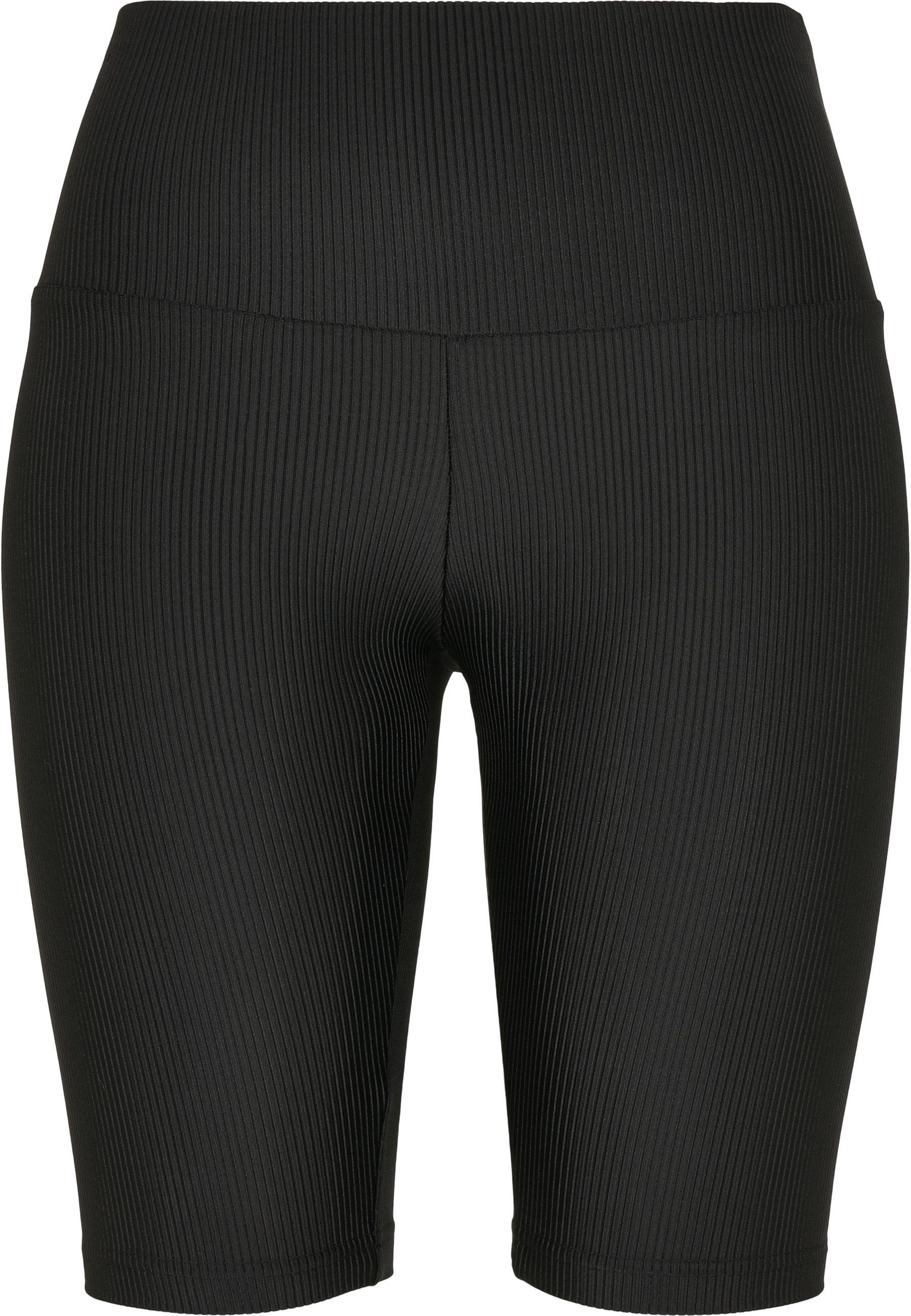 Stoffhose Urban Classics Damen Ladies High Waist Shiny Rib Cycle Shorts