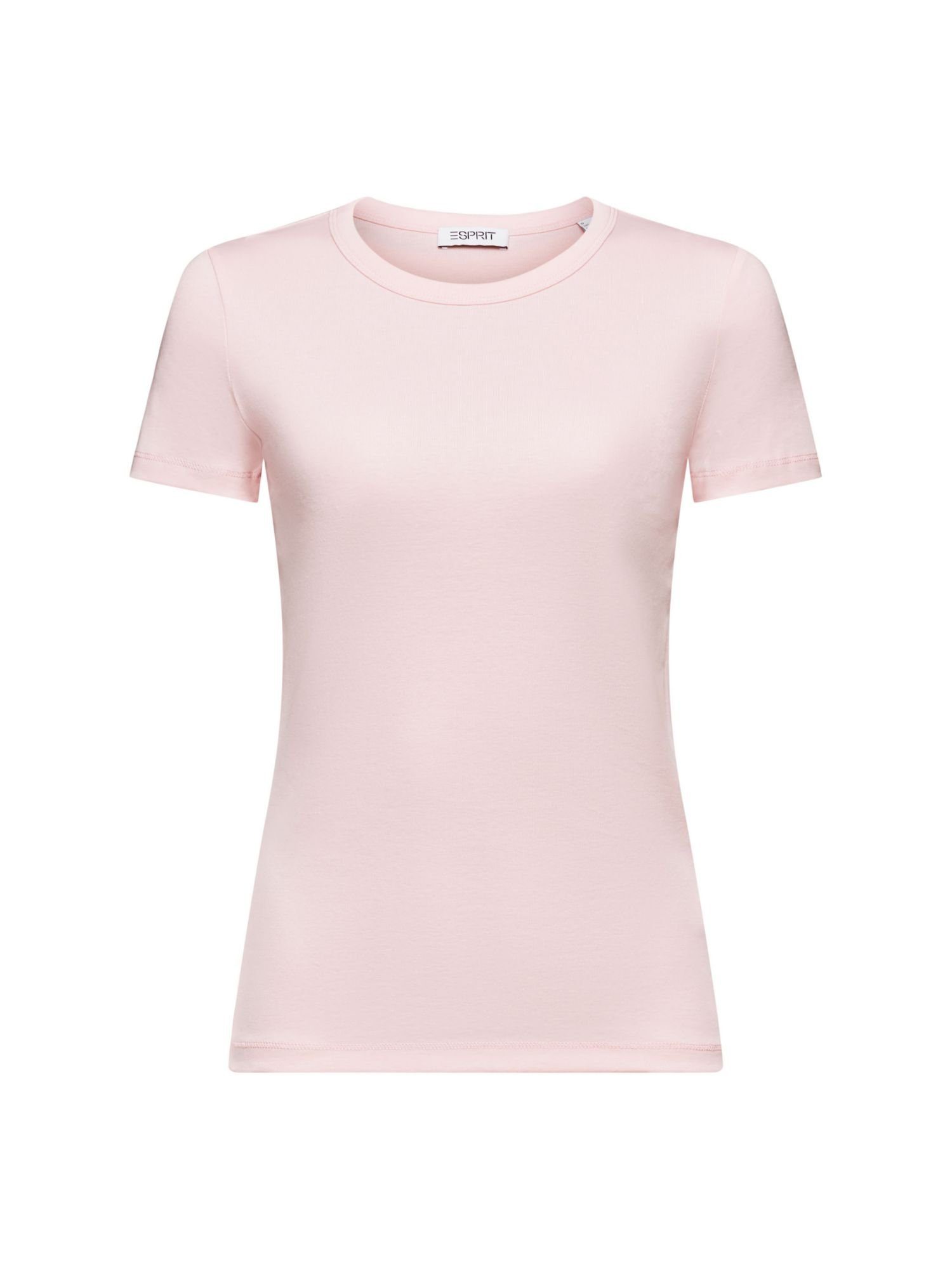 Esprit T-Shirt Kurzärmliges Baumwoll-T-Shirt (1-tlg) PASTEL PINK