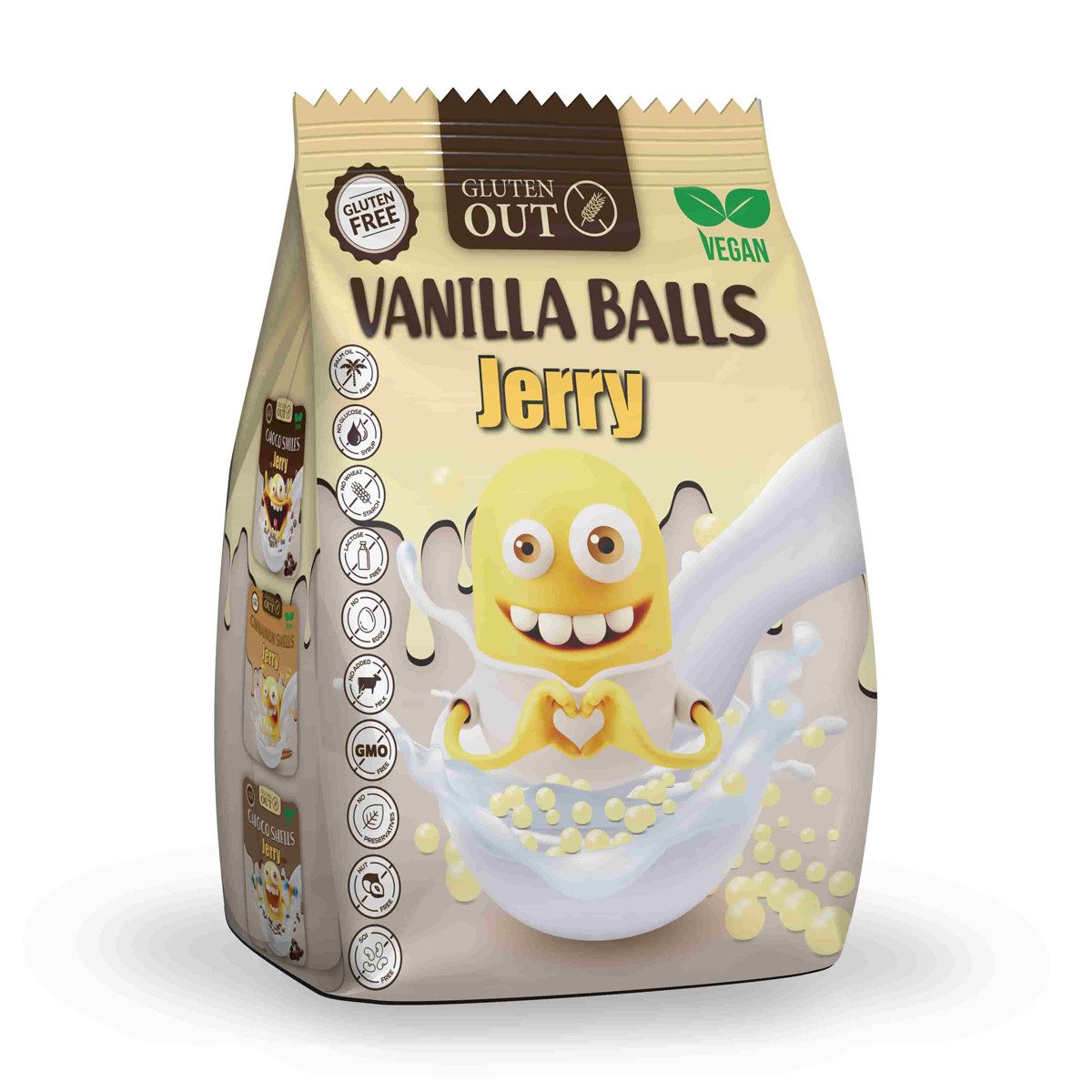 Nerano Cerealien, Nerano Vanilla Balls Jerry Frühstücksgetreide Glutenfrei Vegan 375g