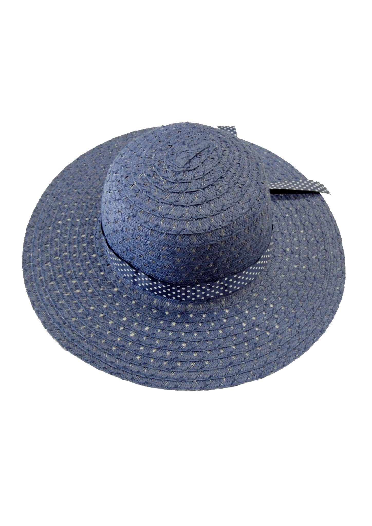 Chaplino Strohhut mit gepunktetem Hutband dunkelblau
