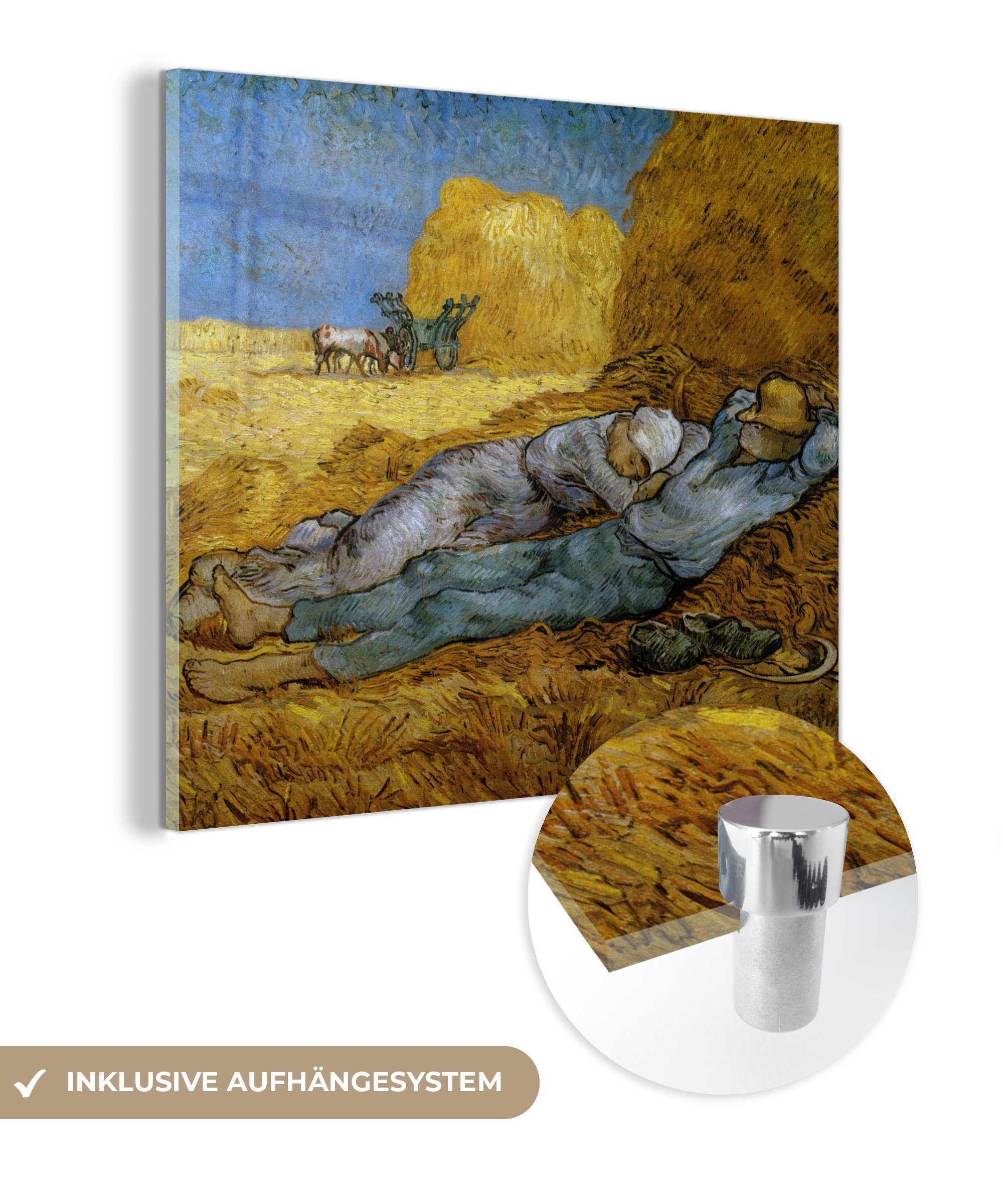 MuchoWow Acrylglasbild Die Siesta - Gemälde von Vincent van Gogh, (1 St), Glasbilder - Bilder auf Glas Wandbild - Foto auf Glas - Wanddekoration