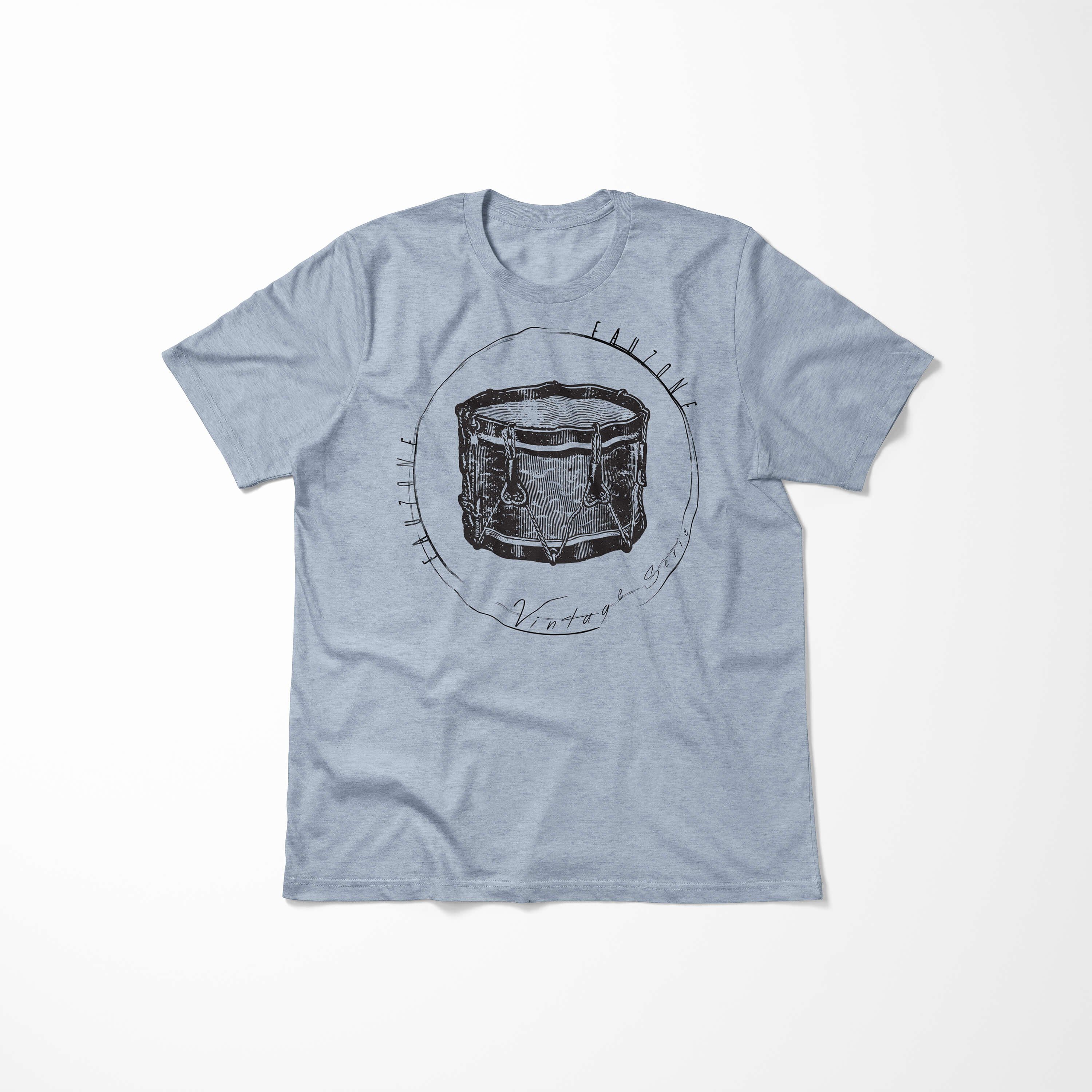 Sinus Art Vintage Trommel T-Shirt Herren Stonewash T-Shirt Denim