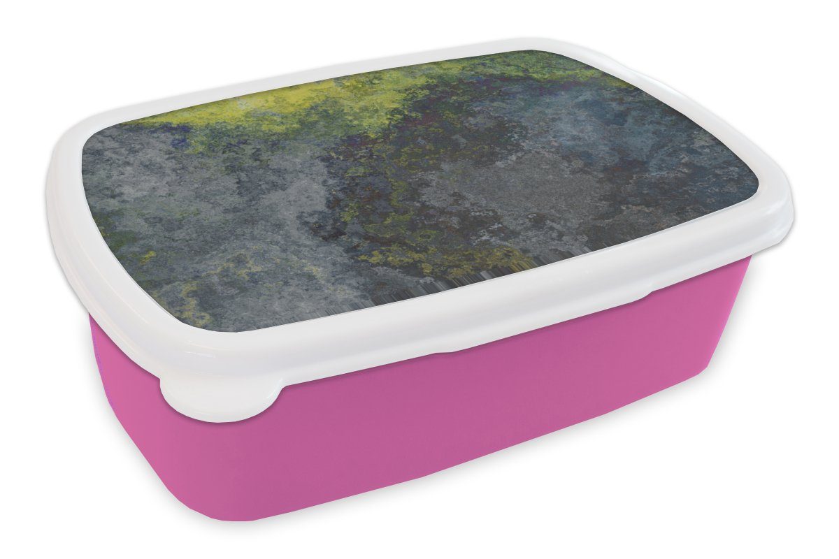 MuchoWow Lunchbox Rost - Naturstein - Industrie, Kunststoff, (2-tlg), Brotbox für Erwachsene, Brotdose Kinder, Snackbox, Mädchen, Kunststoff rosa