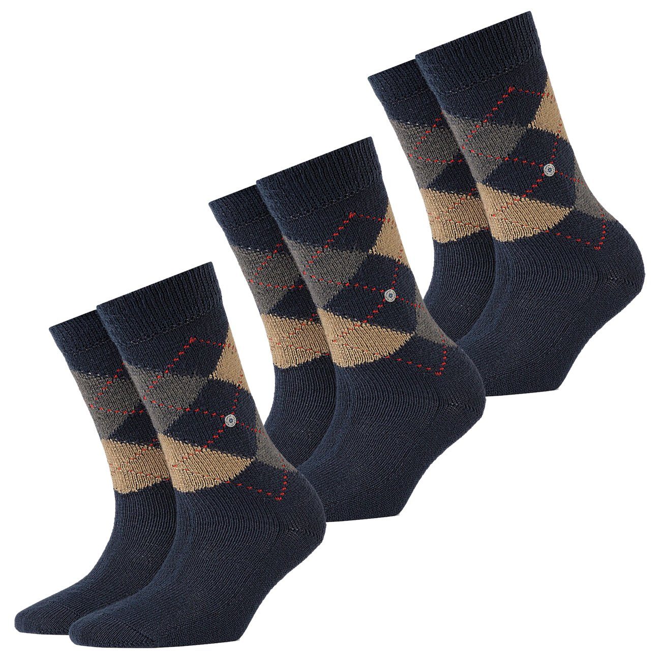 Burlington Langsocken Whitby Socken 2er Pack (2-Paar) Mit Karomuster im 2er  3er 4er Multipack