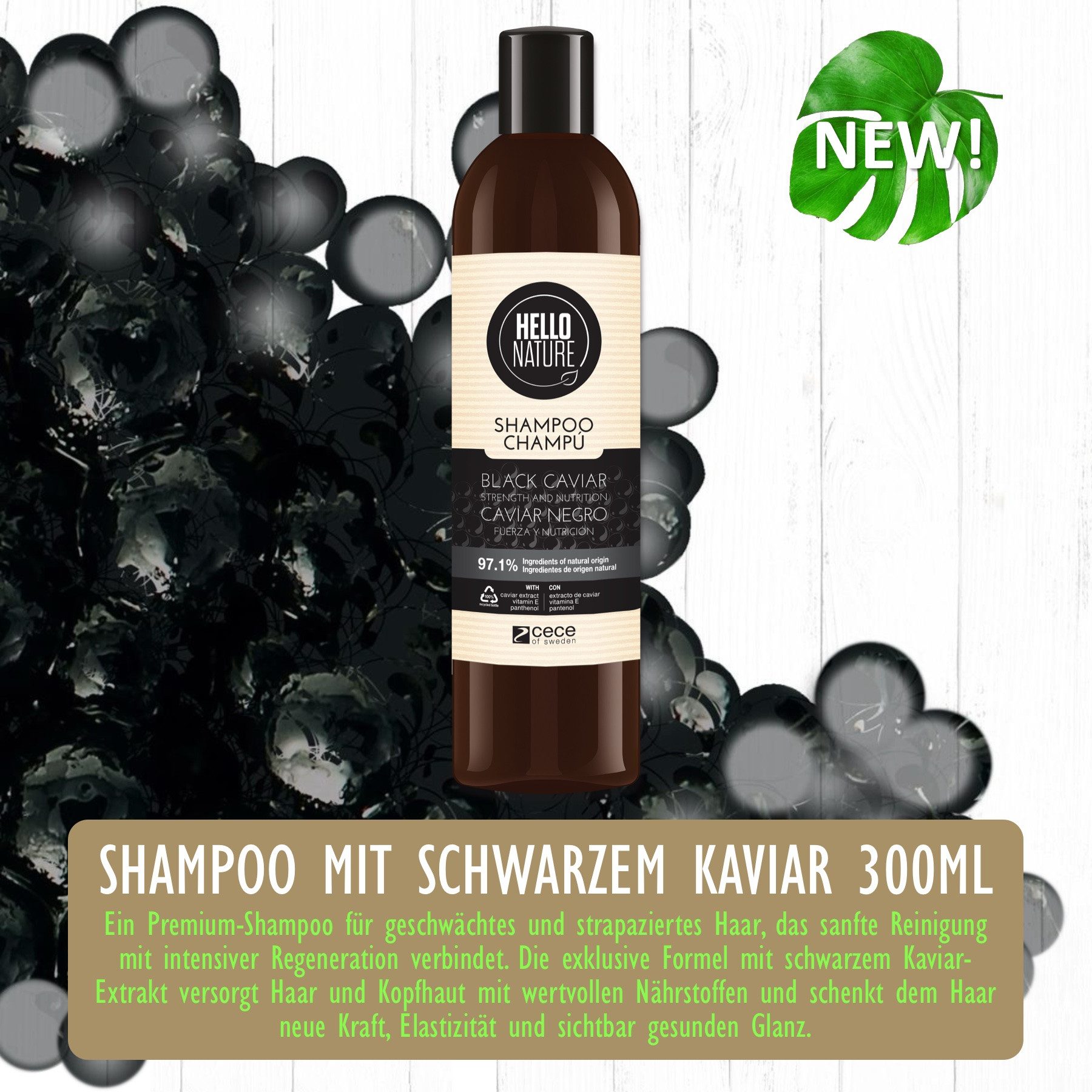 Hello Nature Haarpflege-Set Haarkur Haar Shampoo Conditioner Set Black Caviar Naturkosmetik, 2-tlg., Haarpflege Set, Shampoo, Conditioner, Hello Nature