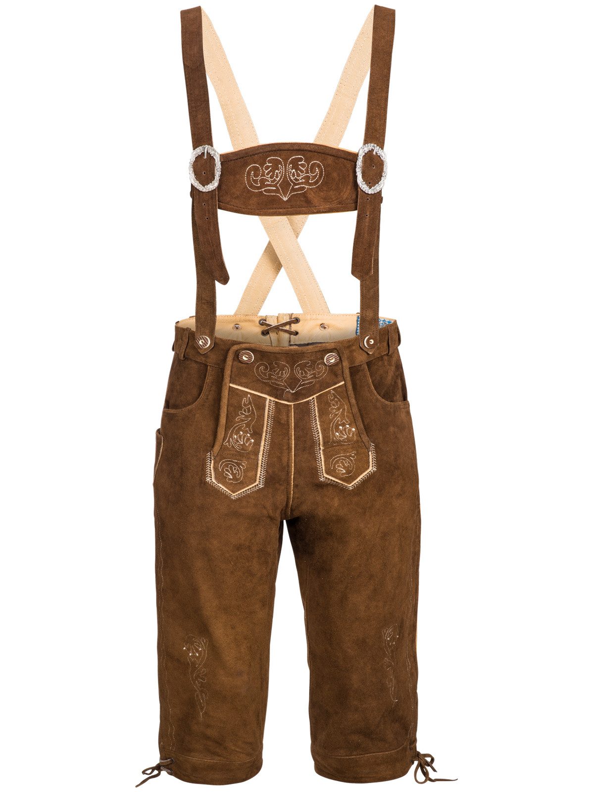 Spirit of Bavaria Trachtenlederhose Herren Trachten Lederhose mit Träger Kniebund Oktoberfest Hose 506