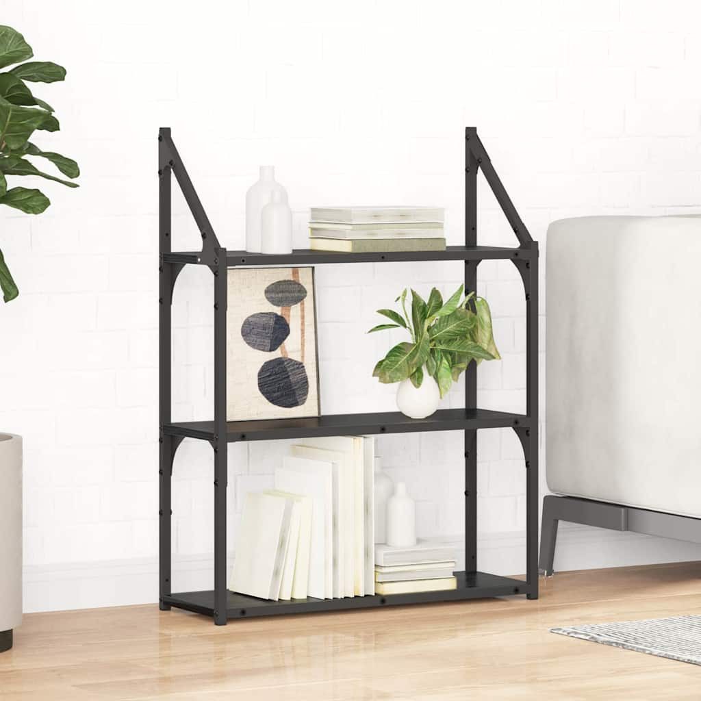 vidaXL Regal Wandregal Wandhalterung Schwarz Eichen-Optik 60 x 21 x 78,5 cm, 1-tlg. – Bild 2 von 5