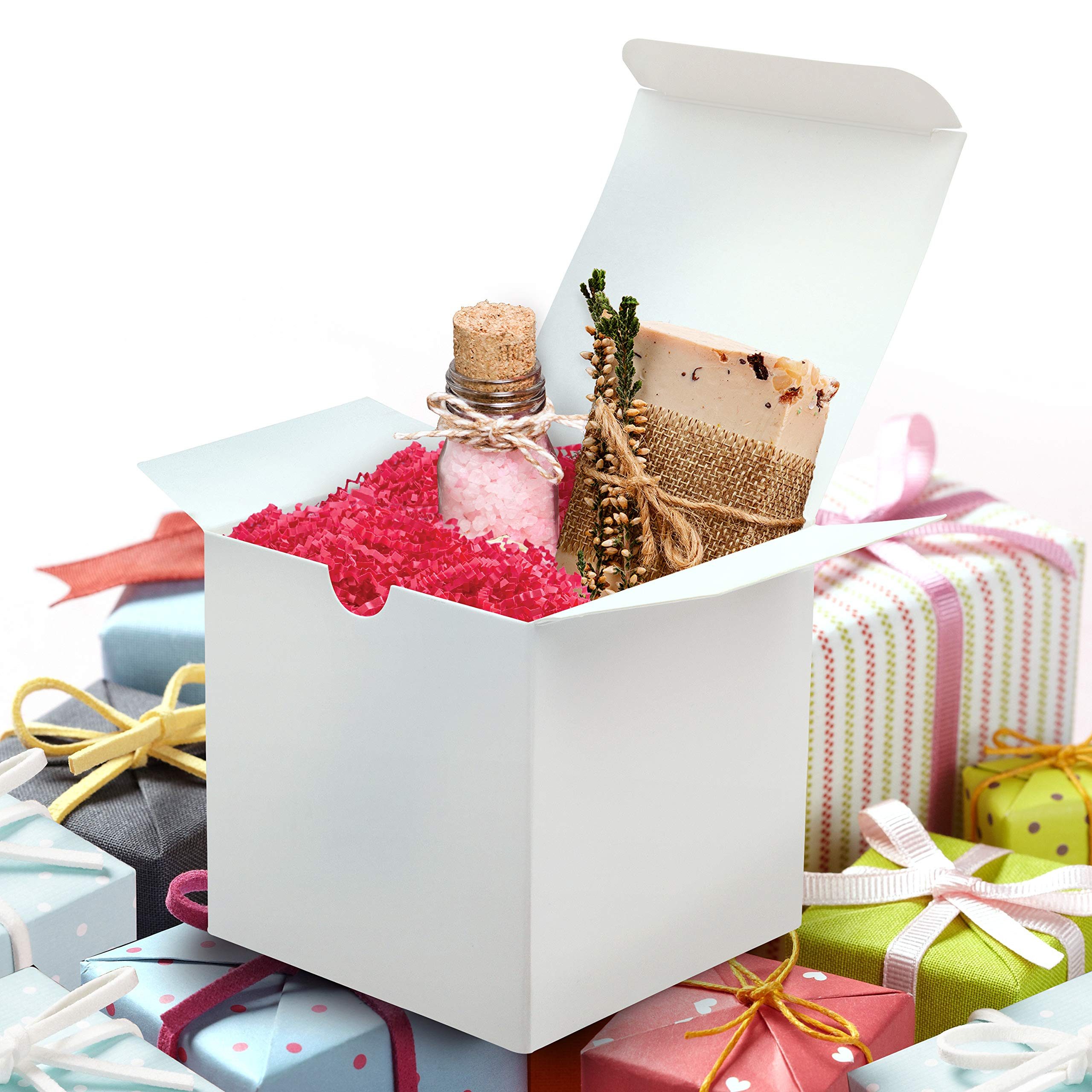 Bundviel Aufbewahrungsbox Karton Geschenkboxen Weiß (24 Stk) - Schachteln 7x7x7cm – Bild 4 von 5