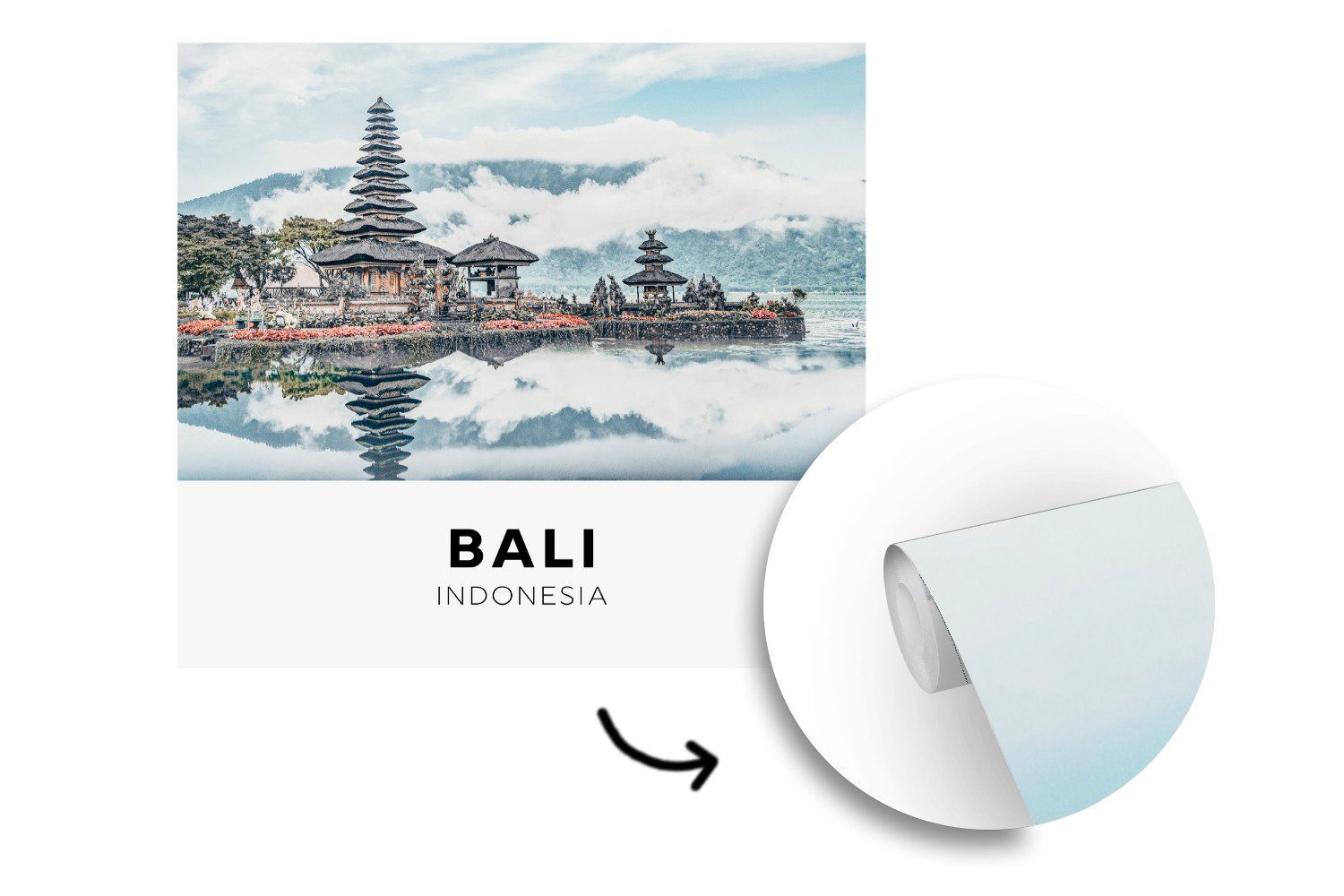 Fototapete Indonesien Vinyl Bali Wohnzimmer (5 für - Schlafzimmer, Matt, Tapete Wandtapete St), Wolken, - MuchoWow oder bedruckt,