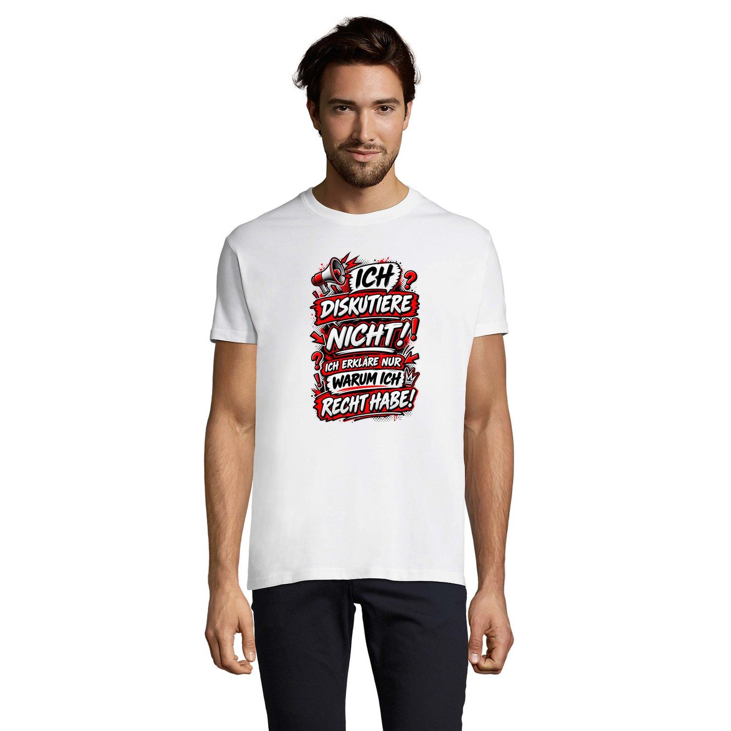Blondie & Brownie T-Shirt Ich diskutiere nicht Herren T-Shirt Sarkasmus Print Humor Geschenk (Einzelstück, Einzelartikel) DiskutiereRecht Herren Tee