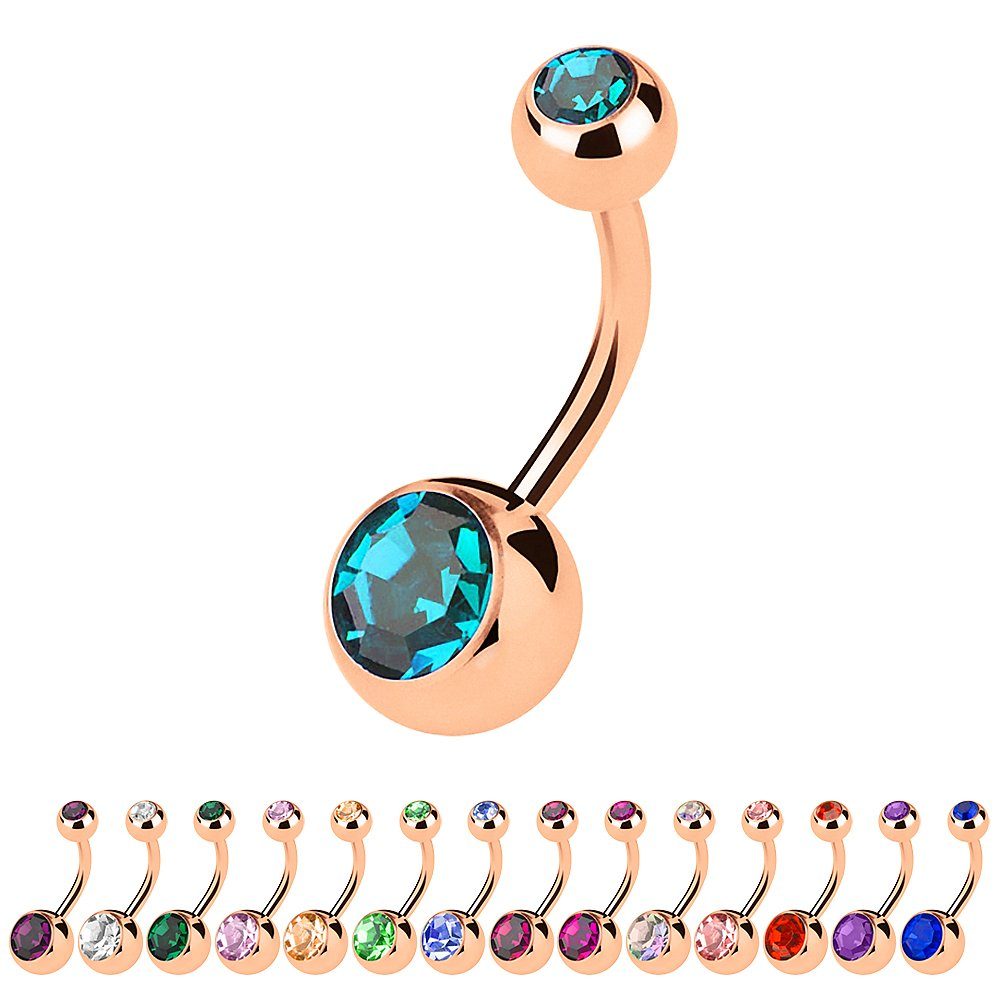 Taffstyle Bauchnabelpiercing Piercing Rosegold Vergoldet Kristall günstig online kaufen