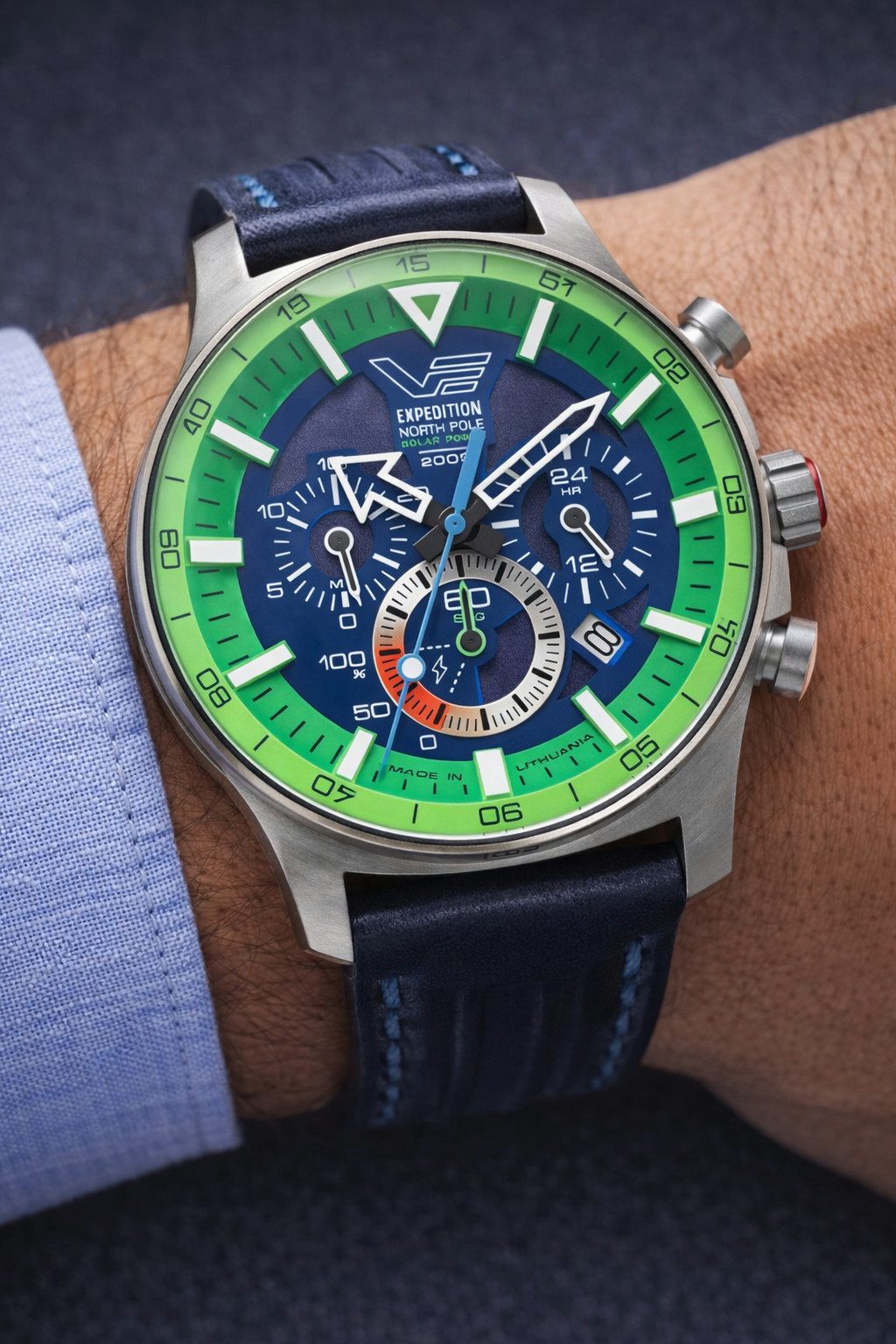 Vostok Europe Solaruhr Expedition North Pole 595A733-LSG Herrenuhr 47 mm Grün 20 ATM