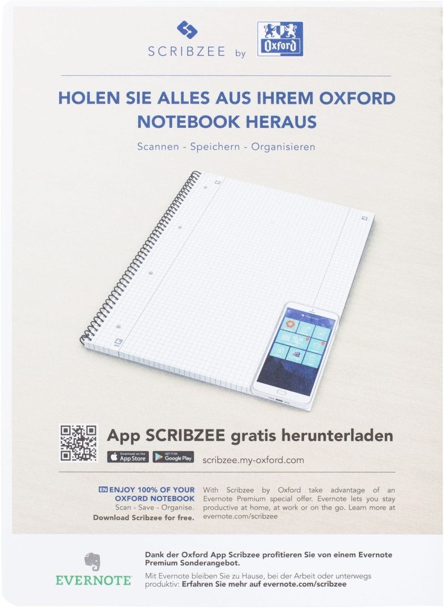 Notizblock Collegeblock Optik Paper 90 g/qm A4+ 5mm kariert 80.