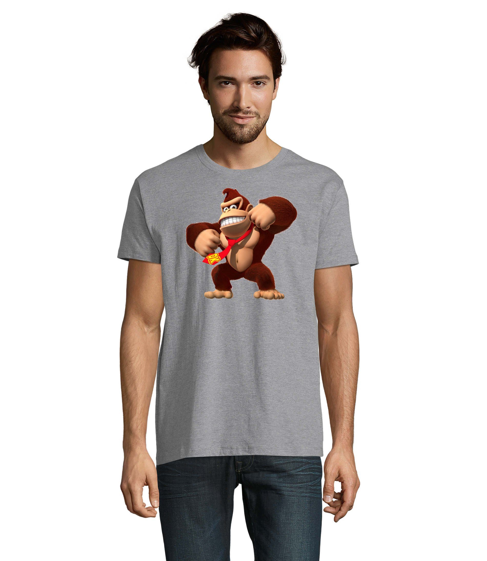 Blondie & Brownie T-Shirt Herren Donkey Kong Gorilla Affe Nintendo Grau