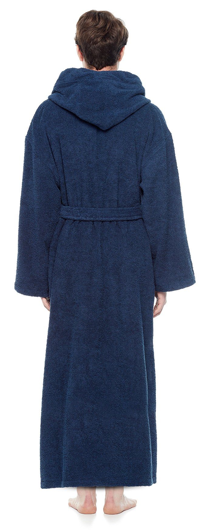 Arus Herrenbademantel Astrom aus Baumwoll-Frottee, Reisebademantel, Saunamantel, Langform, 100% Baumwolle, Kapuze, Gürtel, mit Kapuze, wadenlang oder extra lang, 100% Baumwolle
