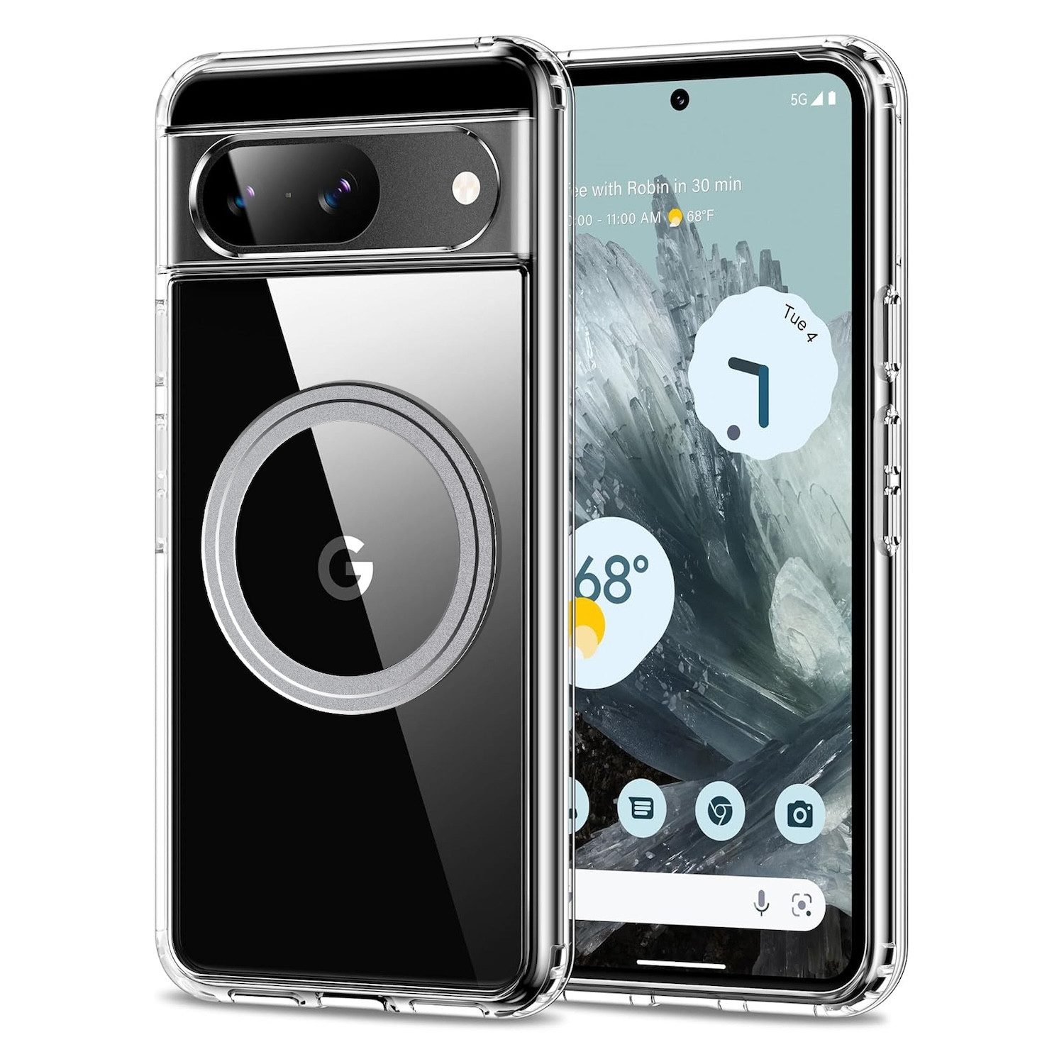Wigento Handyhülle Für Google Pixel 9 Pro XL MagSafe Frosted TPU Schutz Hülle Transparent, MagSafe Frosted TPU Schutzhülle Smart Case Cover