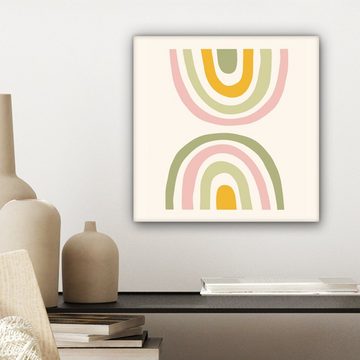 OneMillionCanvasses® Leinwandbild Regenbogen - Pastell - Grün - Rosa - Modern, (1 St), Leinwand Bilder für Wohnzimmer Schlafzimmer, 20x20 cm