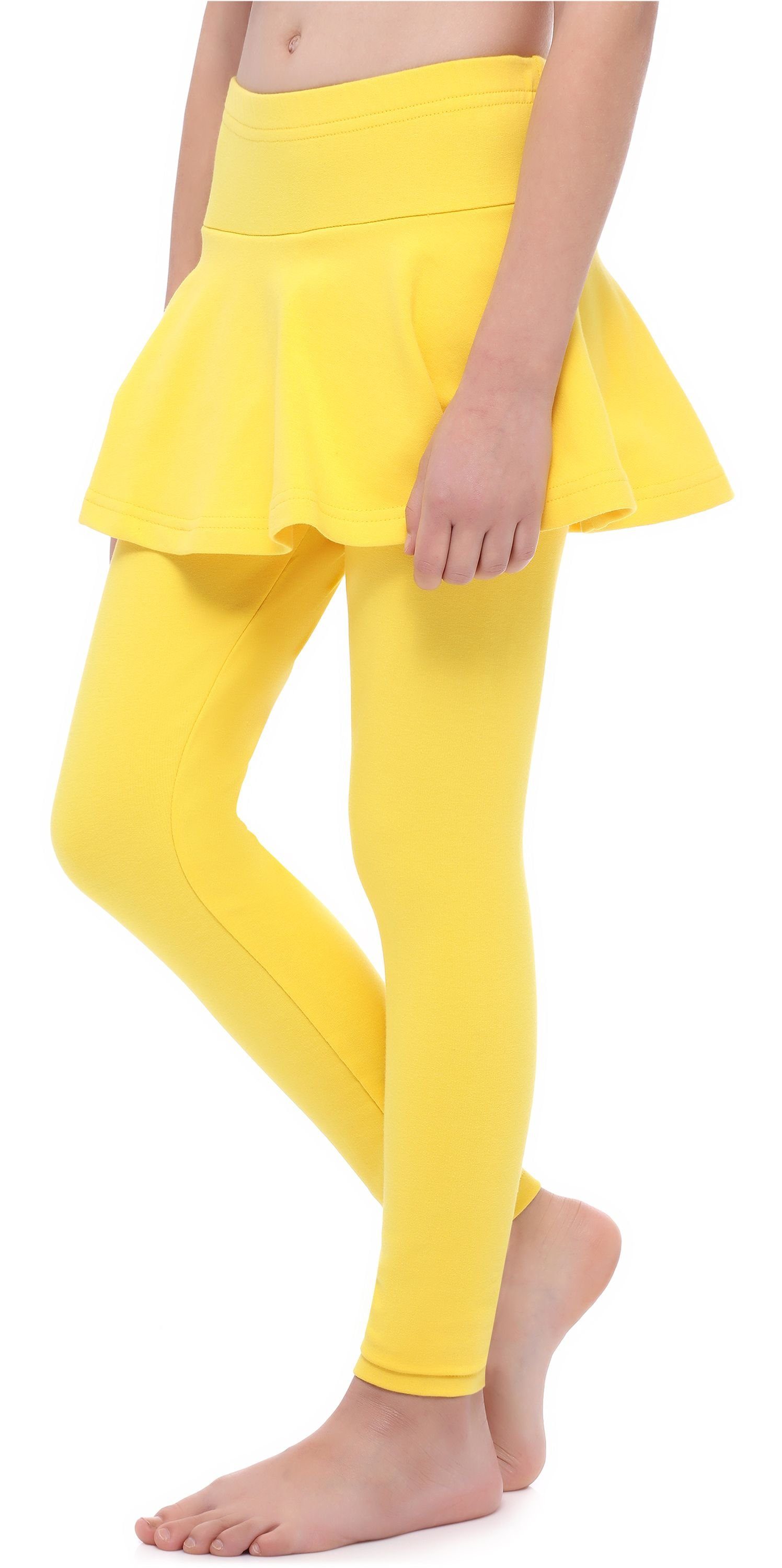 mit Lange elastischer Leggings Bund (1-tlg) Merry Mädchen Rock MS10-254 Baumwolle Style Gelb aus Leggings