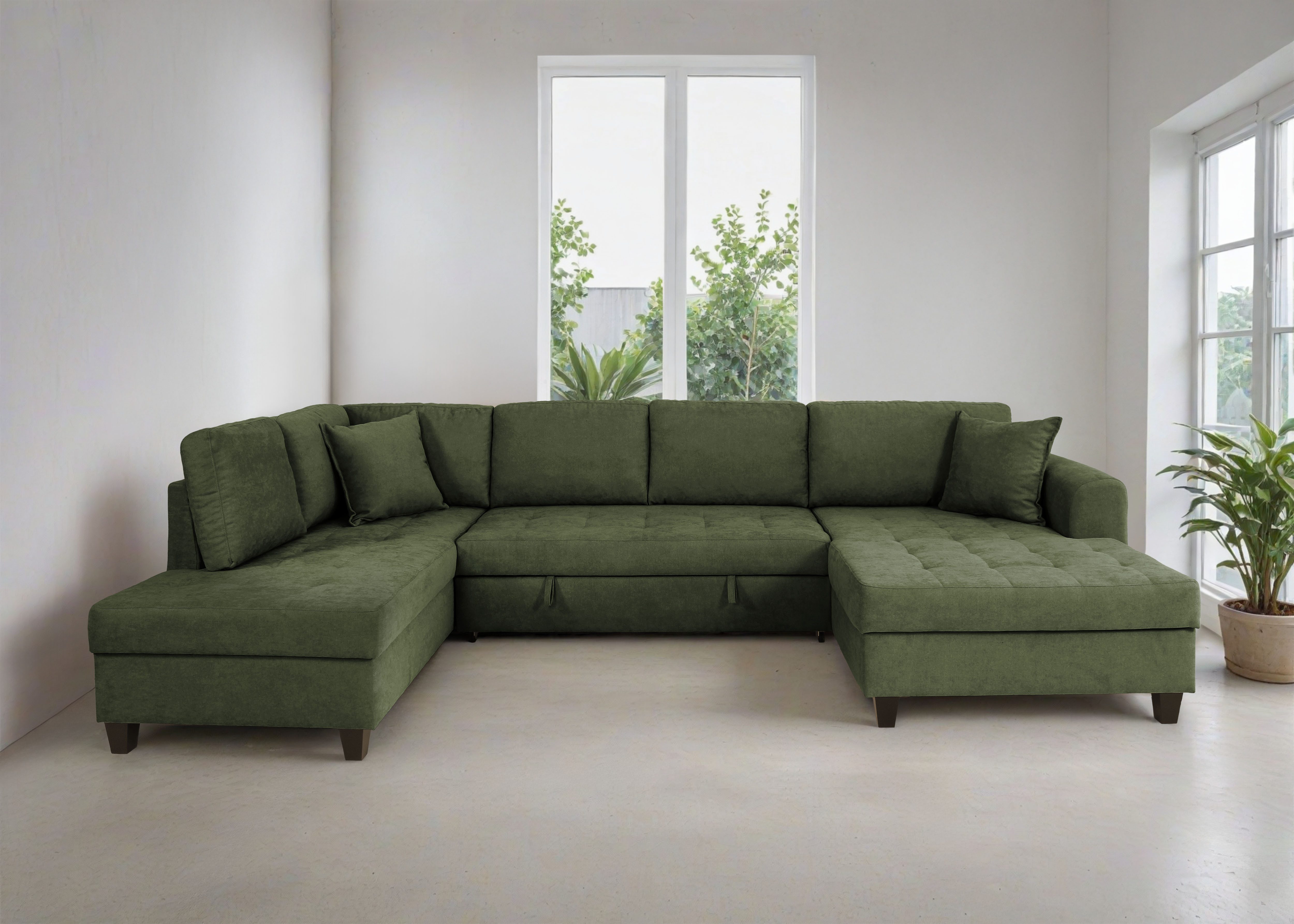 Trends by HG Wohnlandschaft Moritz, U-Form, inkl. Bettfunktion und Bettkasten, inkl. 2 Zierkissen