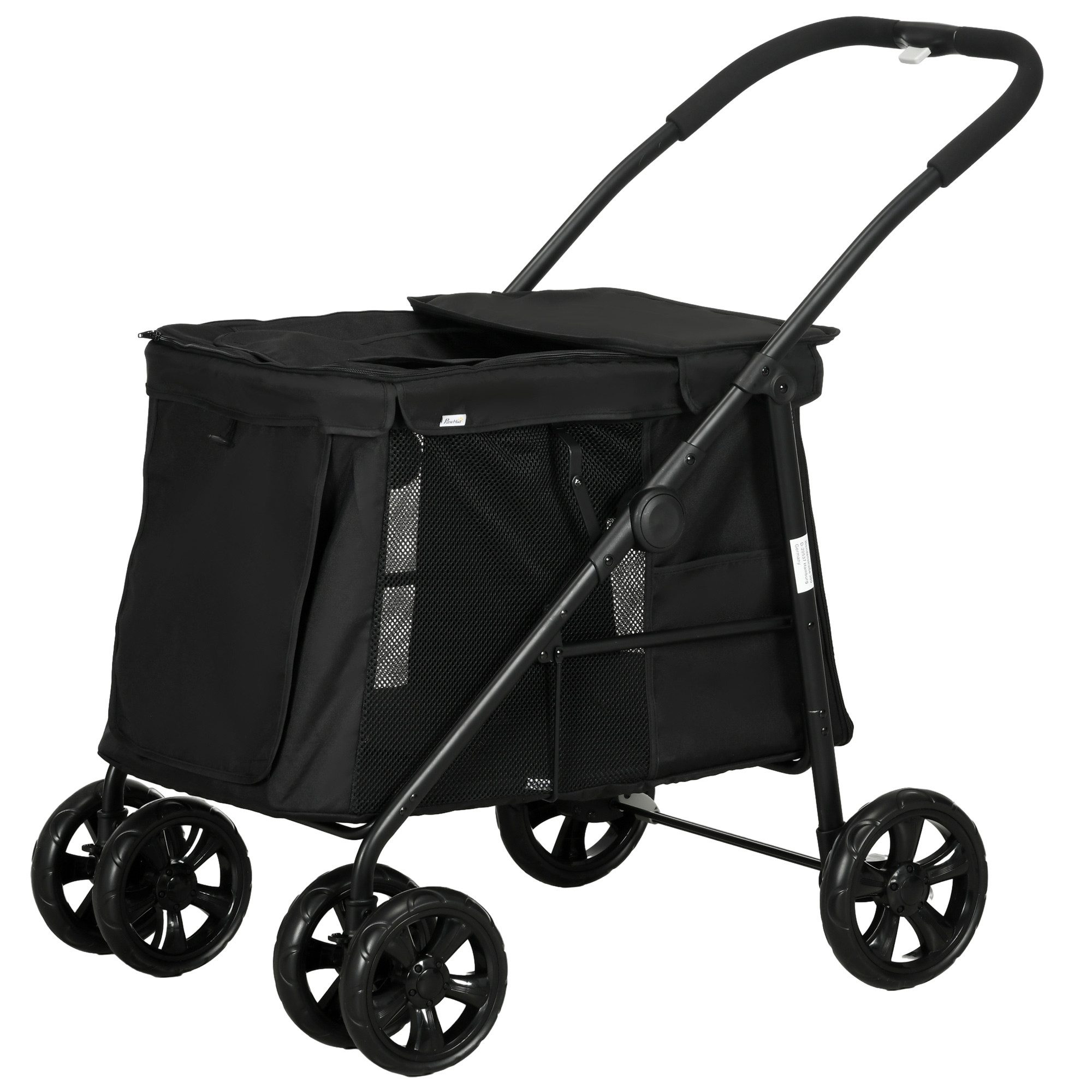 MC Star Hundebuggy undewagen faltbarer mit Seitentaschen und Netzfenster, (für kleine und mittelgroße Hunde bis 20 kg Oxford-Gewebe Schwarz)
