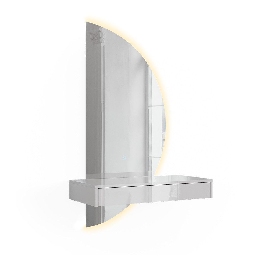 Vicco Schminktisch Sherry, Weiß Hochglanz, 81.4 cm mit LED-Spiegel (2-St)