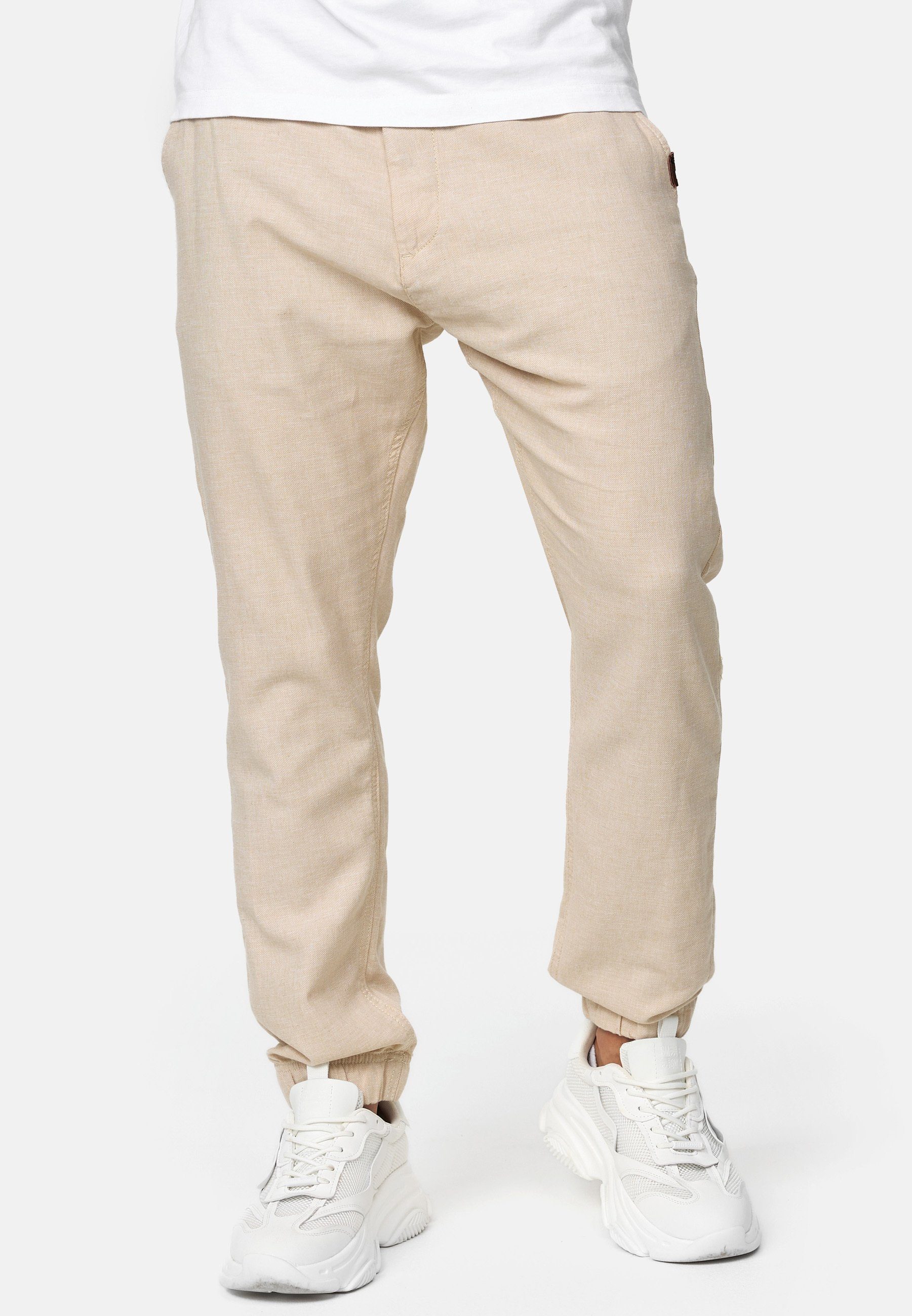 INDICODE Leinenhose Herren INMaldane Chinohose Leinen Herrenhose mit elastischem Beinabschluss