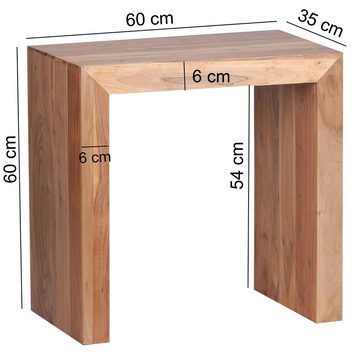 möbelando Beistelltisch Beistelltisch MUMBAI Massiv-Holz Akazie 60 x 35 cm Wohnzimmer-Tisch, Couchtisch