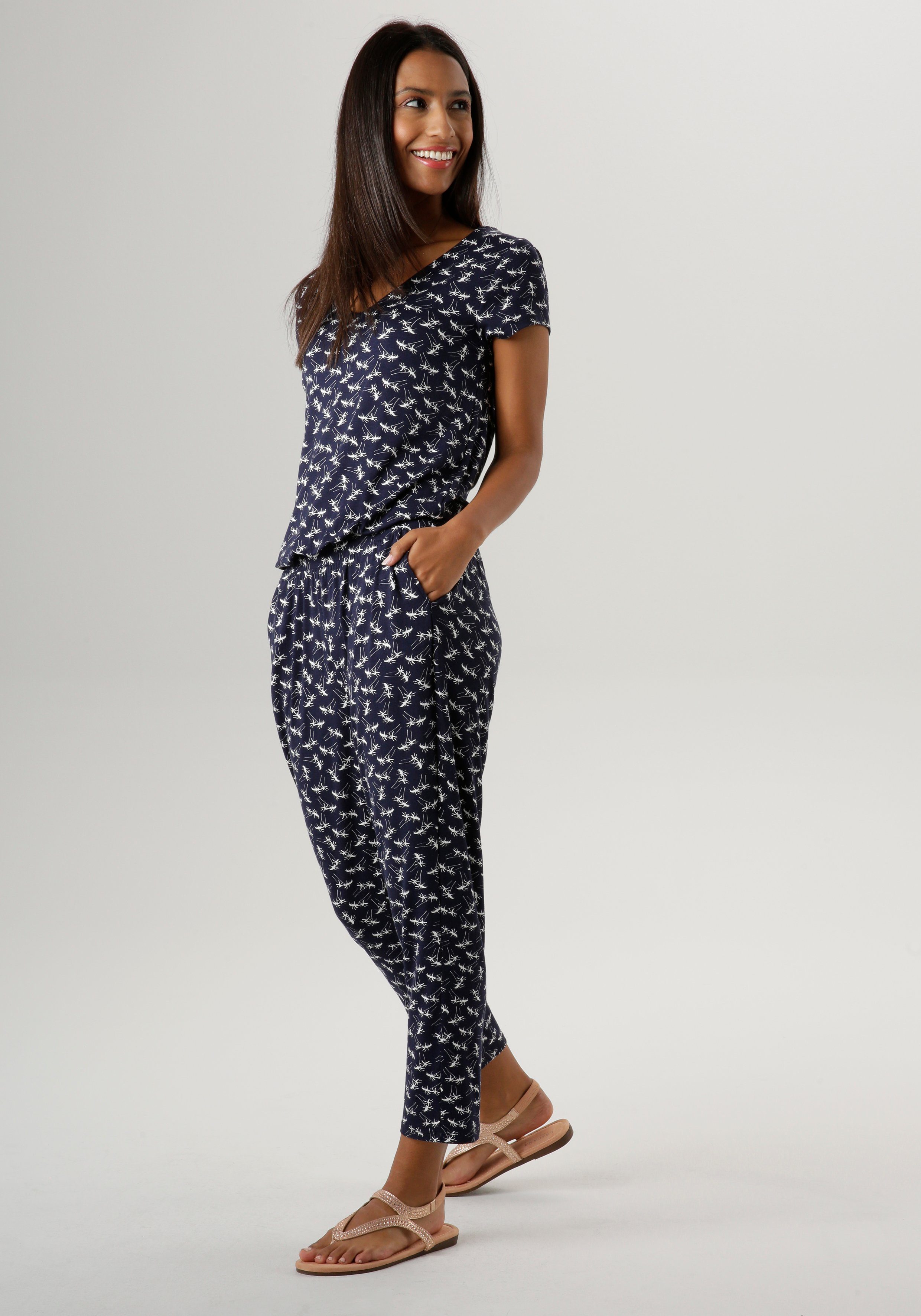 Aniston SELECTED Jumpsuit mit Palmen NEUE bedruckt - KOLLEKTION