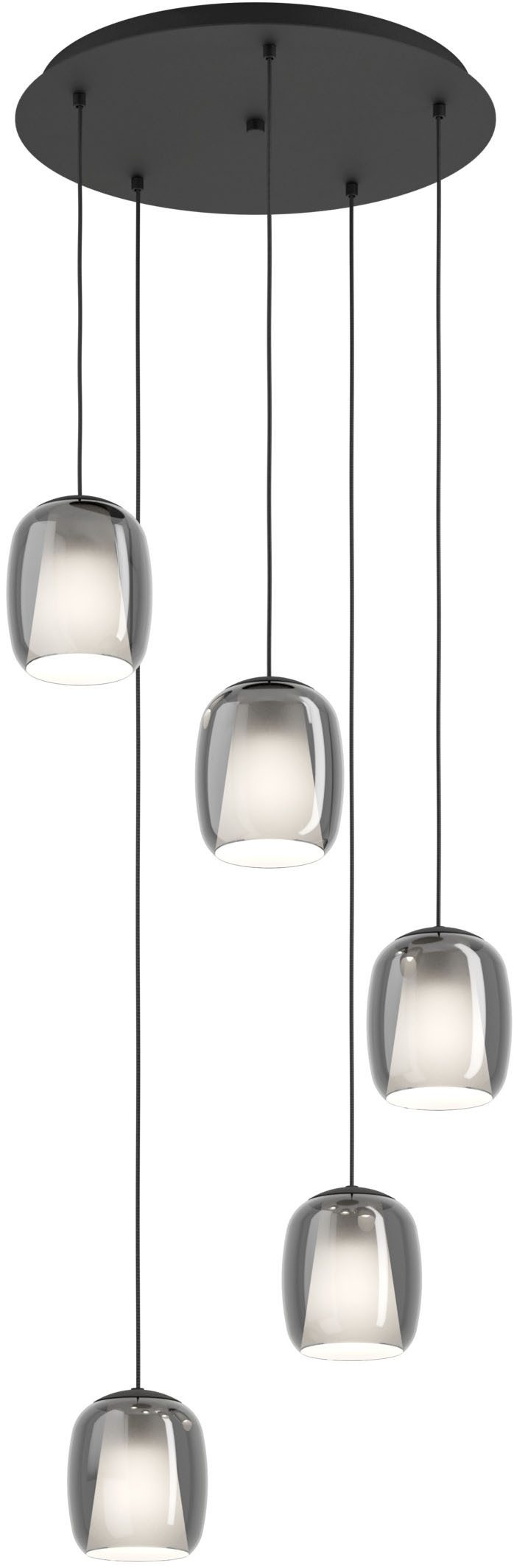 EGLO Hängeleuchte CIAMPINO Pendellampe - Stahl - E27 - 5X28W - IP20, ohne Leuchtmittel, Hängelampe, Deckenlampe, Wohnzimmer, Esszimmer, H150 x Ø54 cm